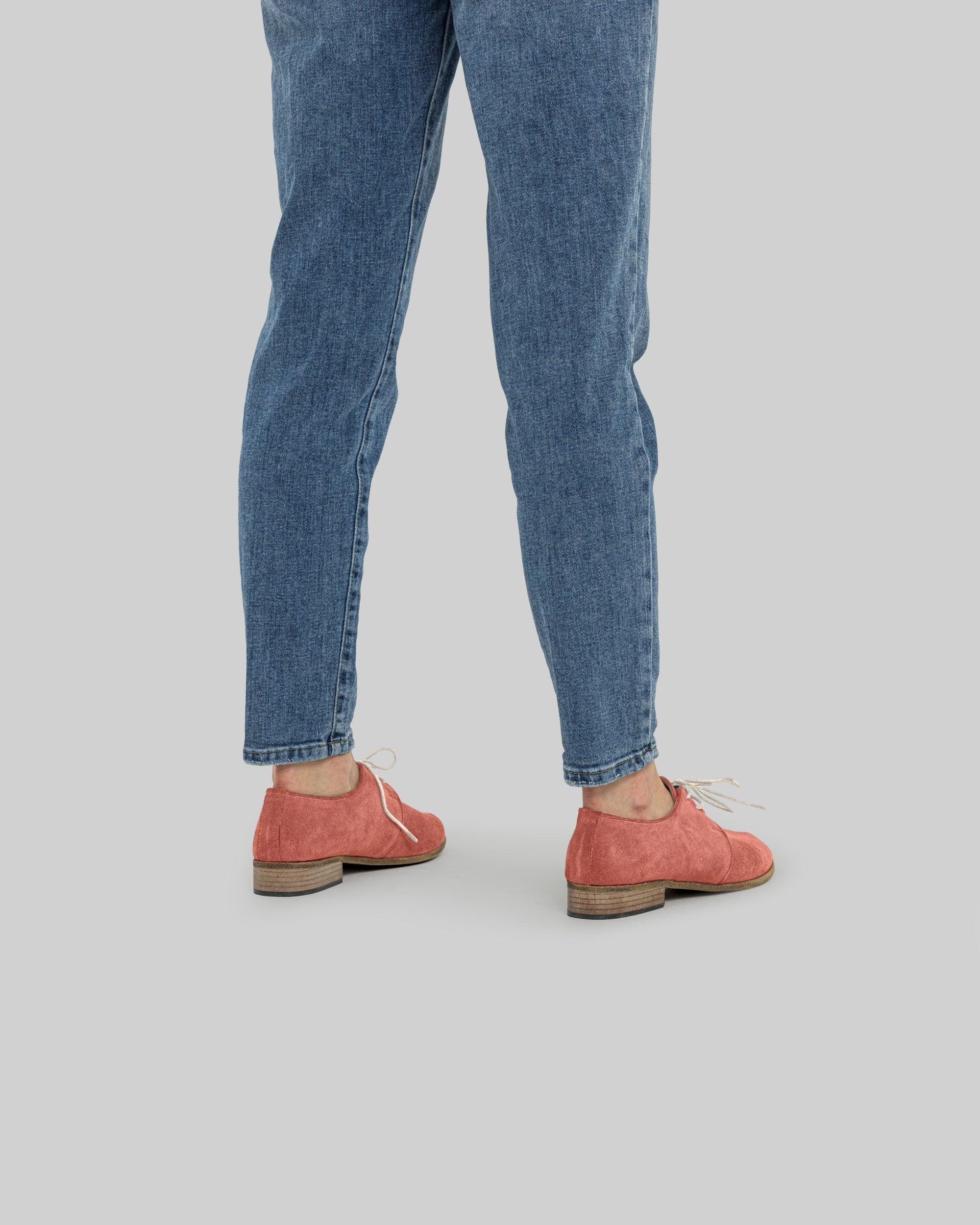 Detail Pink Pointed Toe Oxford - Handcrafted Calf Leather Turkey | Bespoky