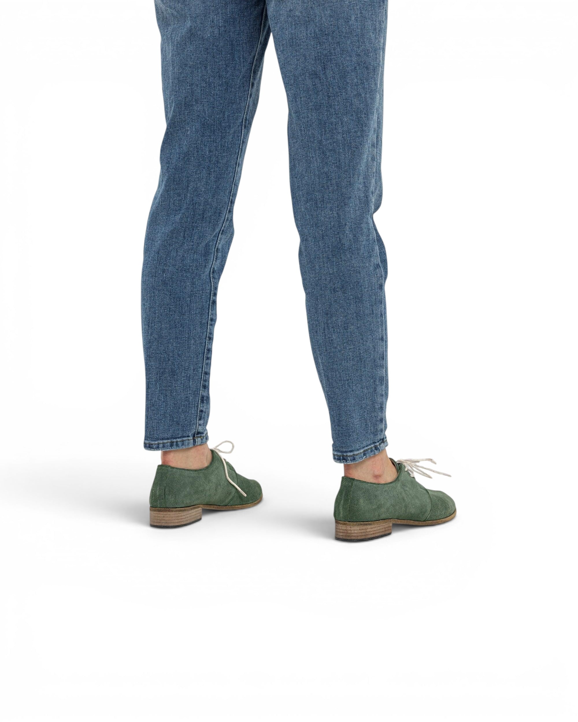 Detail Green Pointed Toe Oxford - Handcrafted Calf Leather Turkey | Bespoky