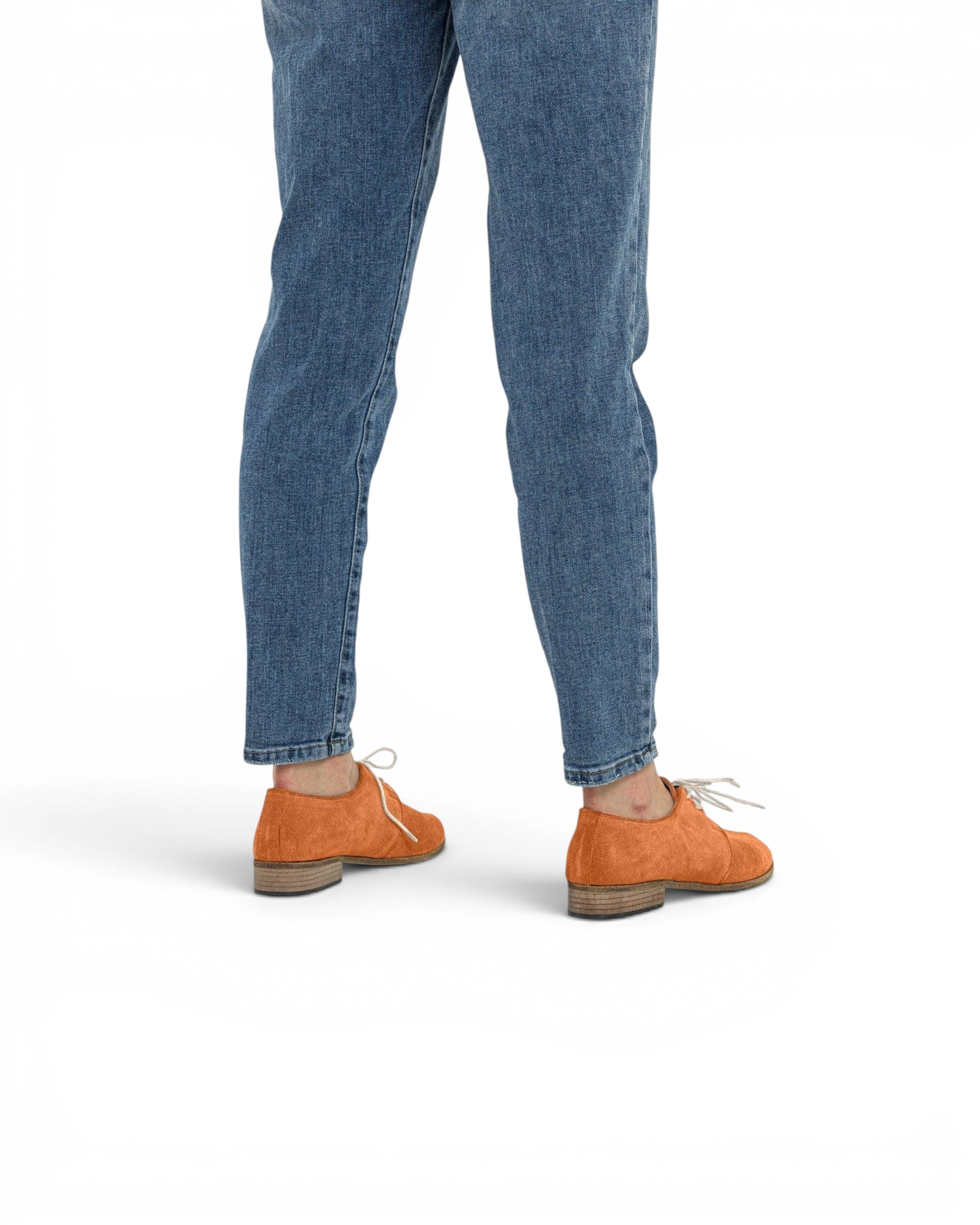 Detail Orange Pointed Toe Oxford - Handcrafted Calf Leather Turkey | Bespoky