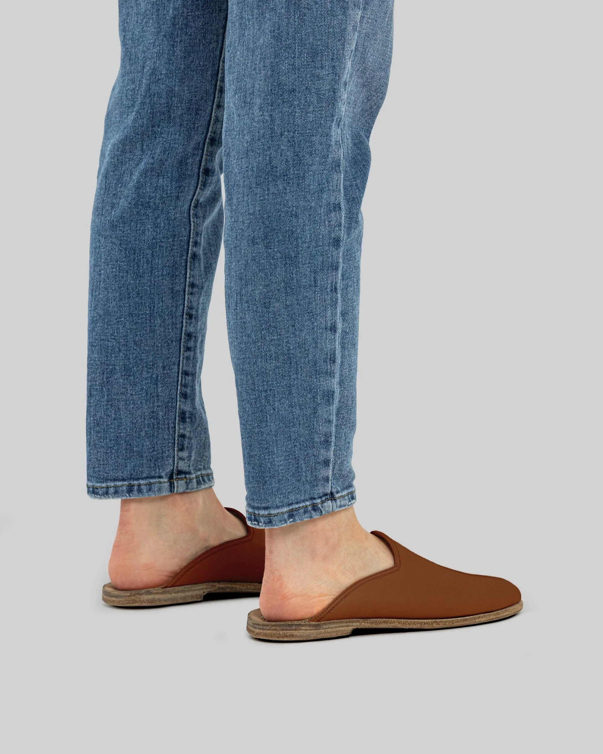 Pair Dark Brown Slippers - Barefoot Wide Toe Calf Leather | Bespoky
