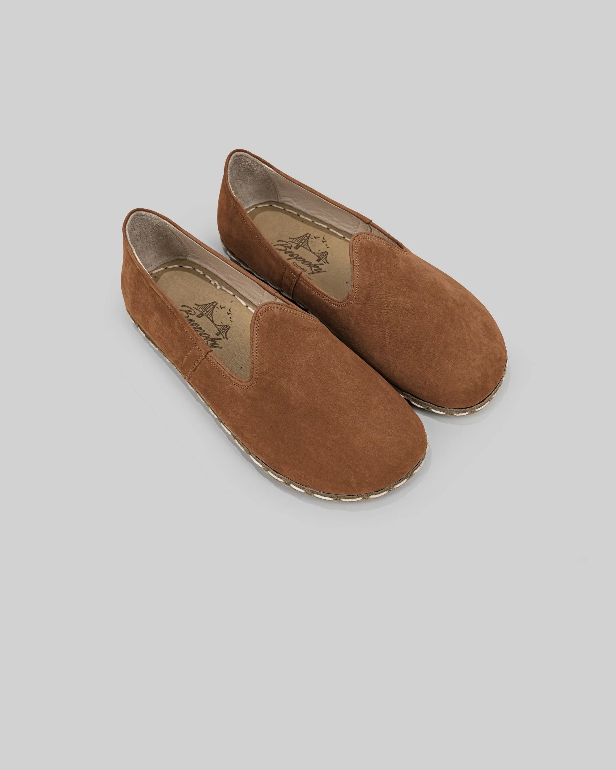 Men's Tan Nubuck Barefoot Yemeni - Handcrafted Calf Leather Wide Toe Box | Bespoky