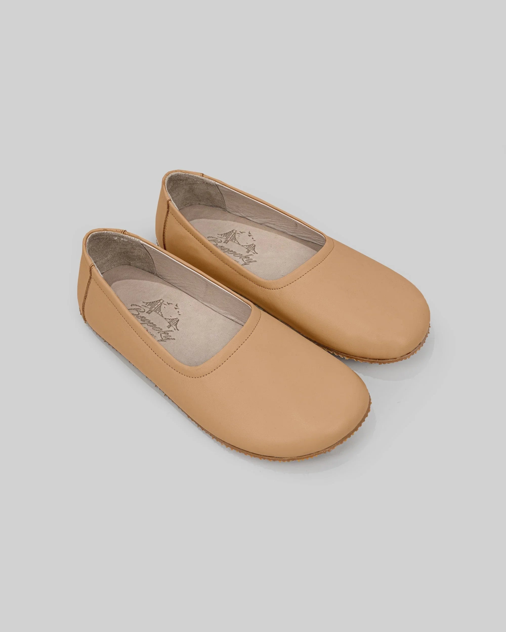 Women's Undyed Ballet Flats - Handcrafted Calf Leather Wide Toe Box | Bespoky