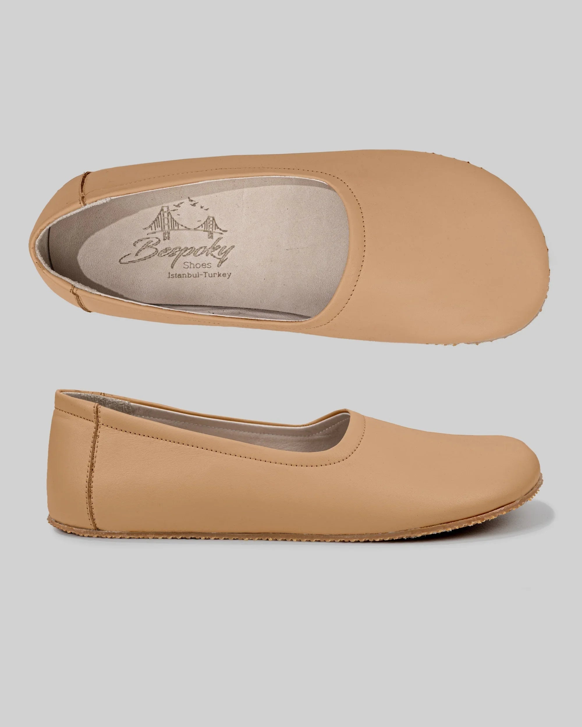 Sole detail Undyed Ballet Flats - Zero Drop Calf Leather | Bespoky