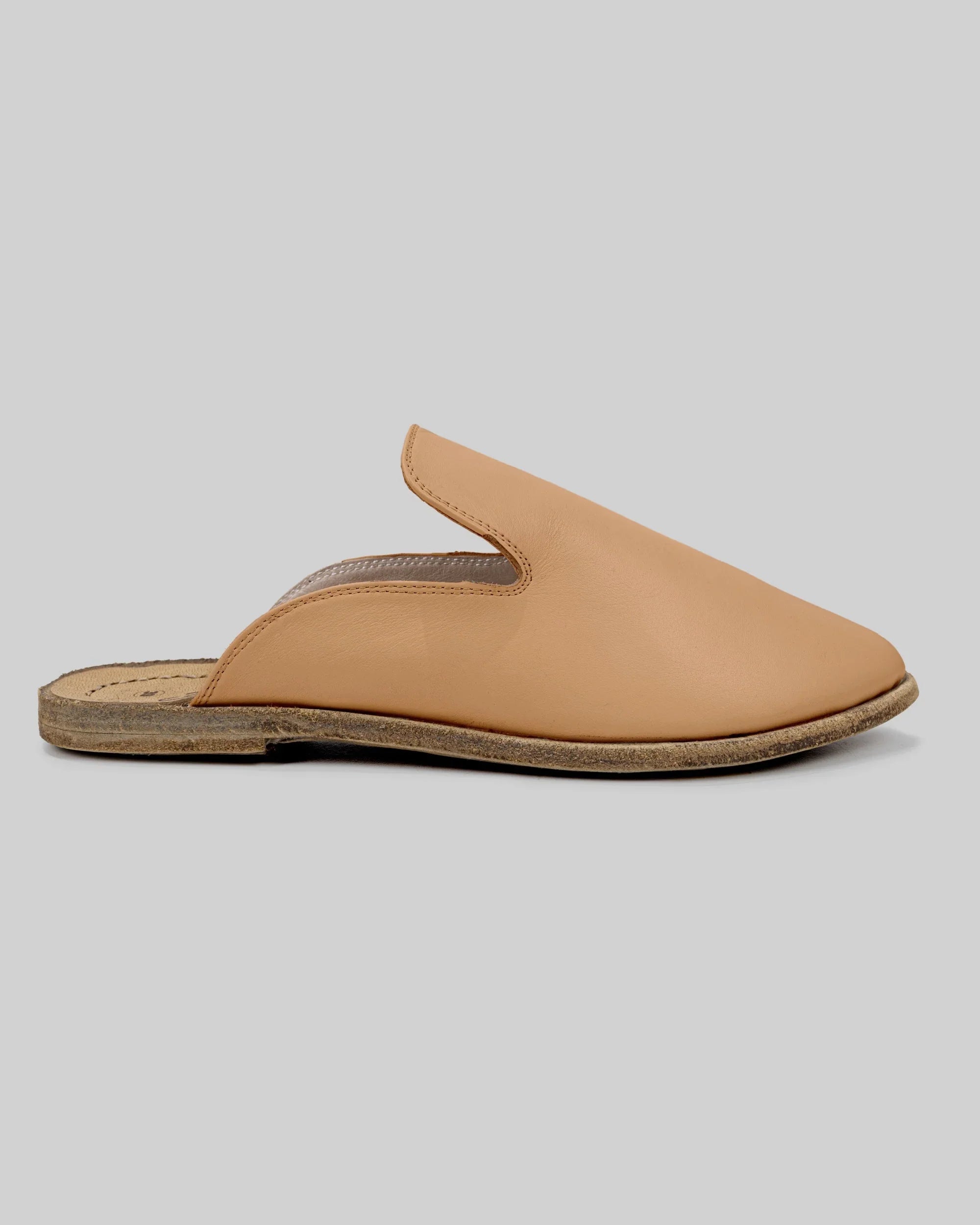 Back view Undyed Pointed Toe Mules - Calf Leather Handcrafted | Bespoky