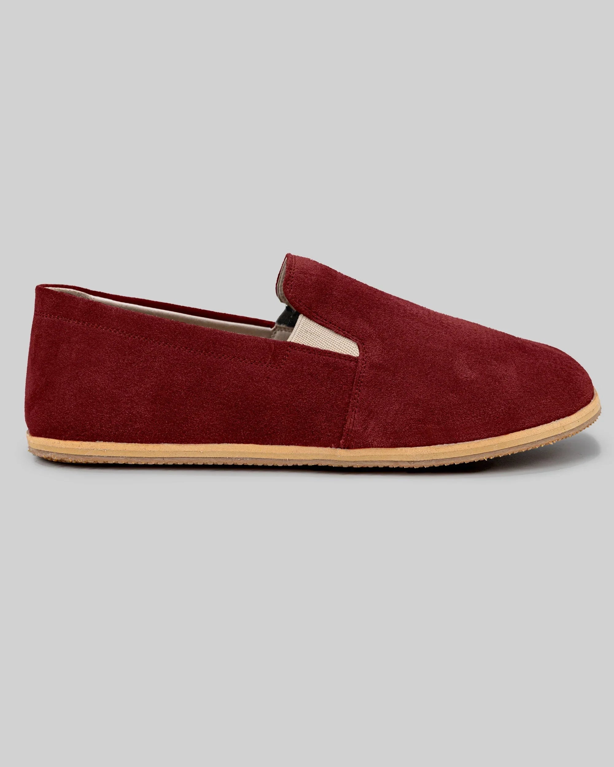 Back view Burgundy Suede Barefoot Shoes - Calf Leather Handcrafted | Bespoky