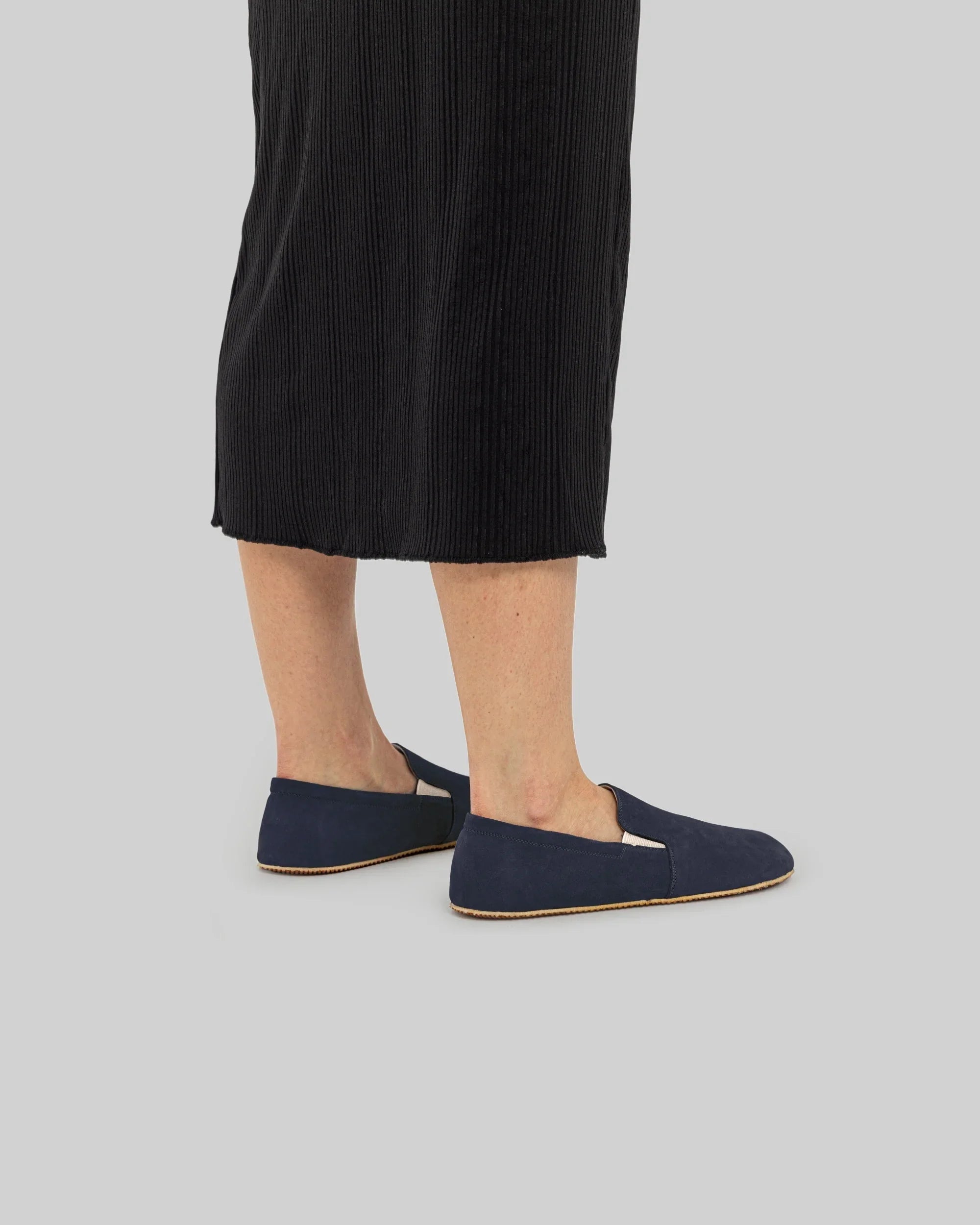 Back view Navy Barefoot Shoes - Calf Leather Handcrafted | Bespoky