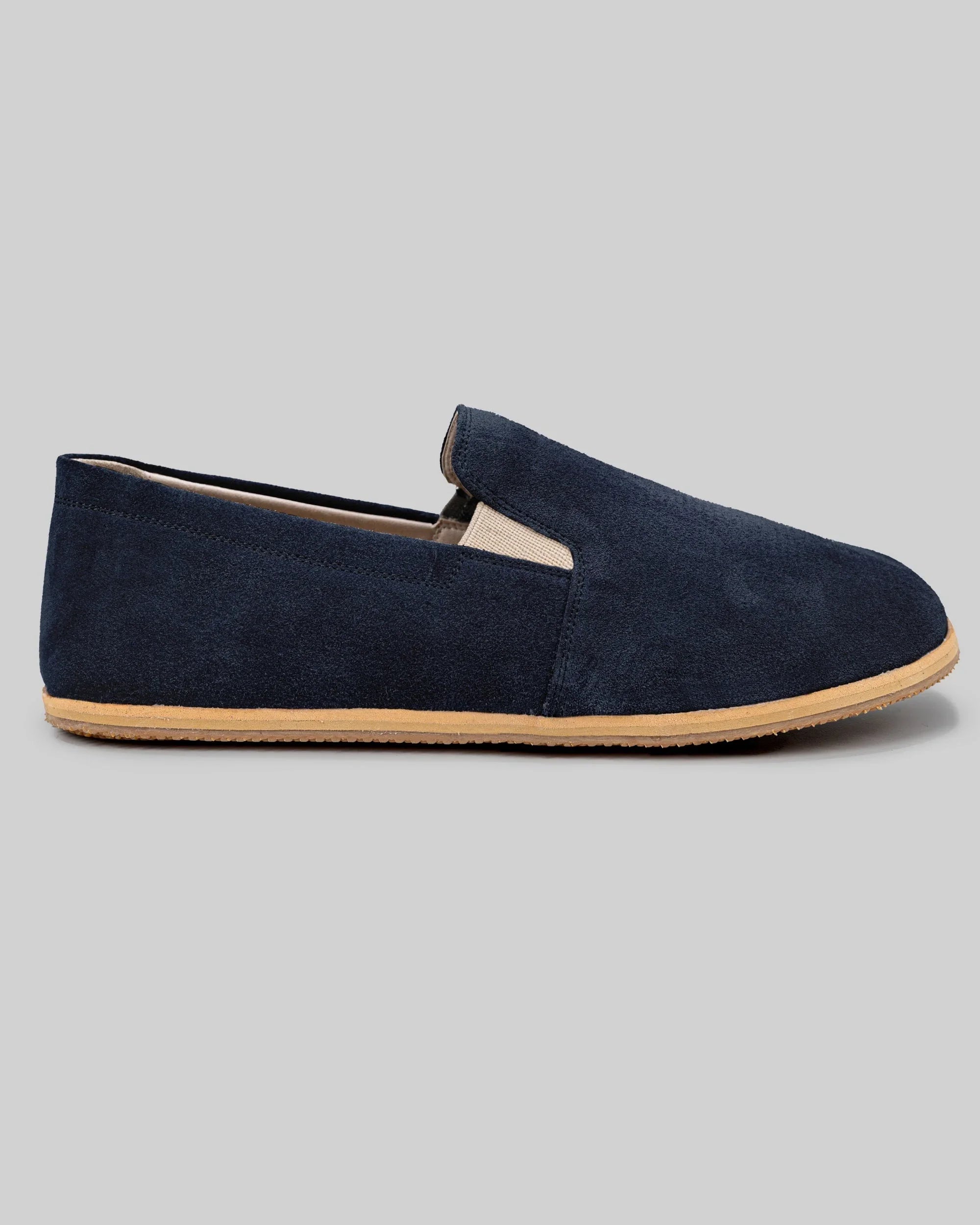 Top view Navy Barefoot Shoes - Handcrafted Calf Leather | Bespoky