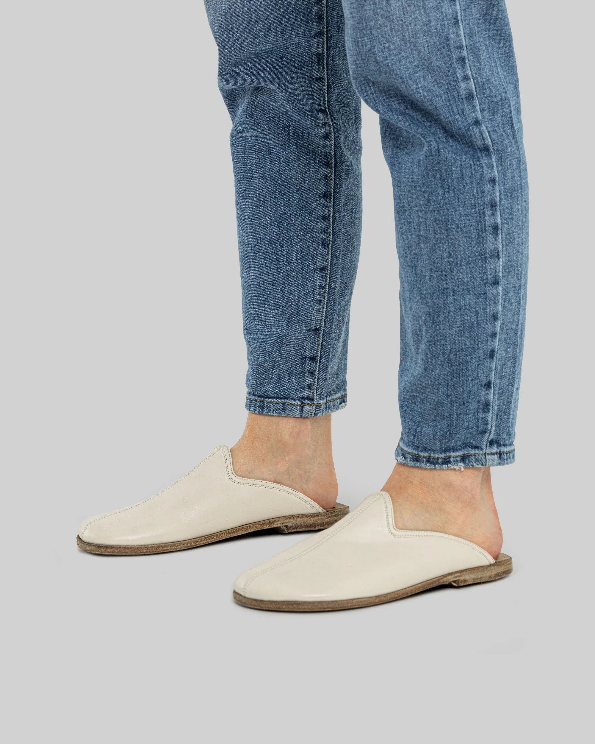 Top view Cream Slippers - Handcrafted Calf Leather | Bespoky