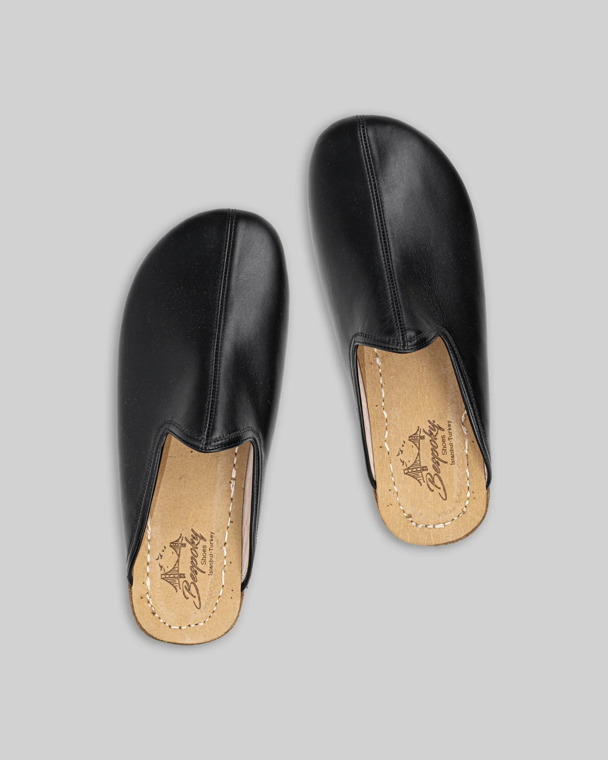 Back view Black Slippers - Calf Leather Handcrafted | Bespoky