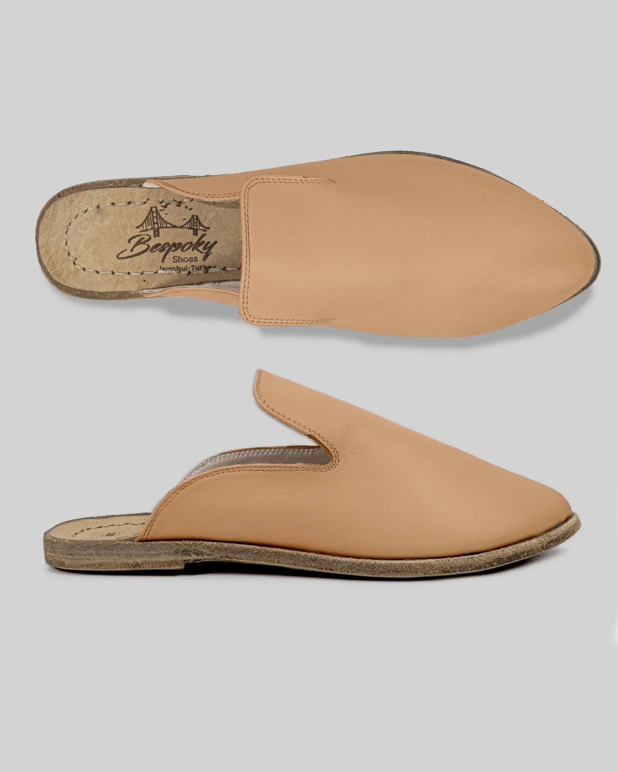 Sole detail Undyed Pointed Toe Mules - Zero Drop Calf Leather | Bespoky