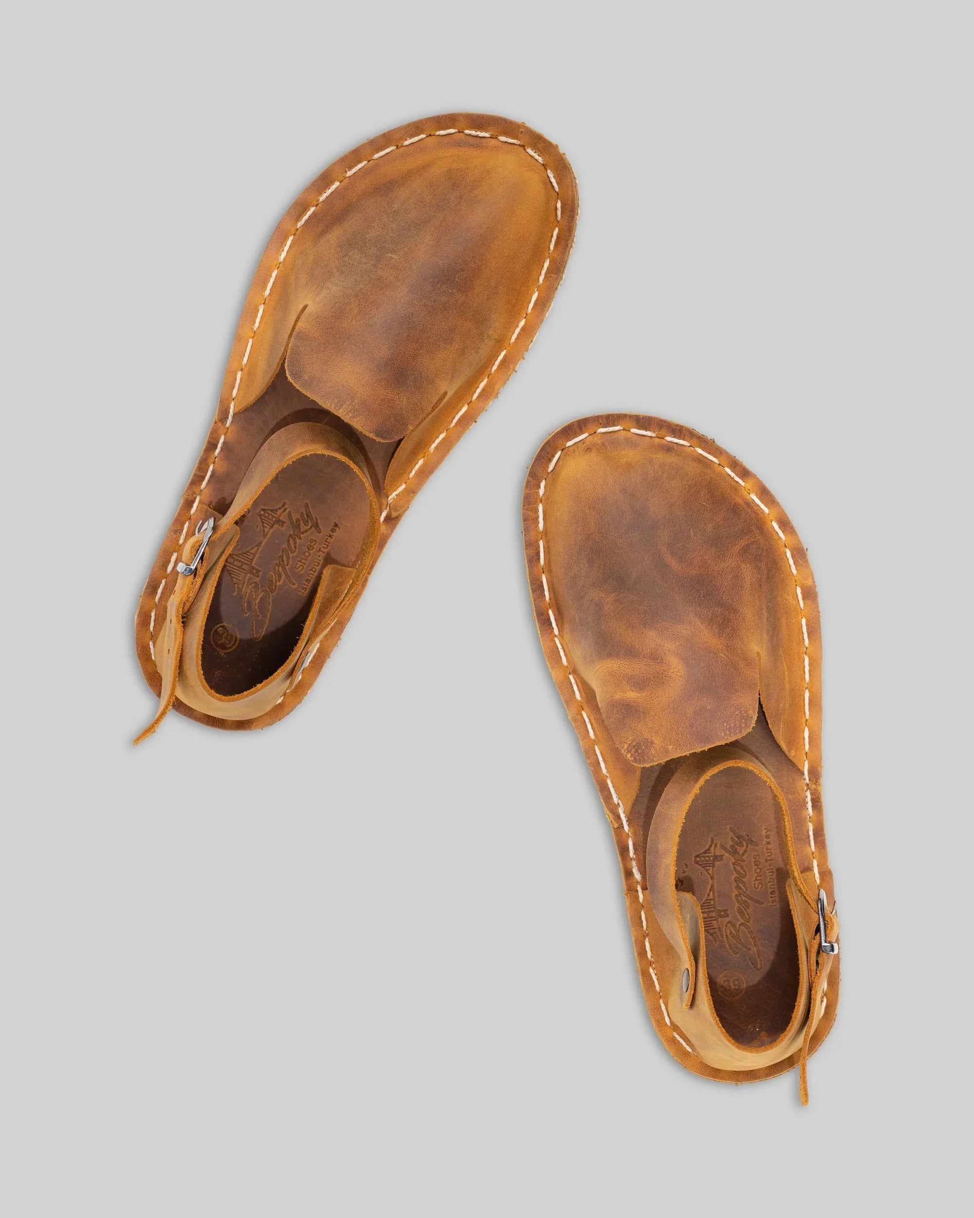 Women's Tan Barefoot Sandal - Handcrafted Calf Leather Wide Toe Box | Bespoky