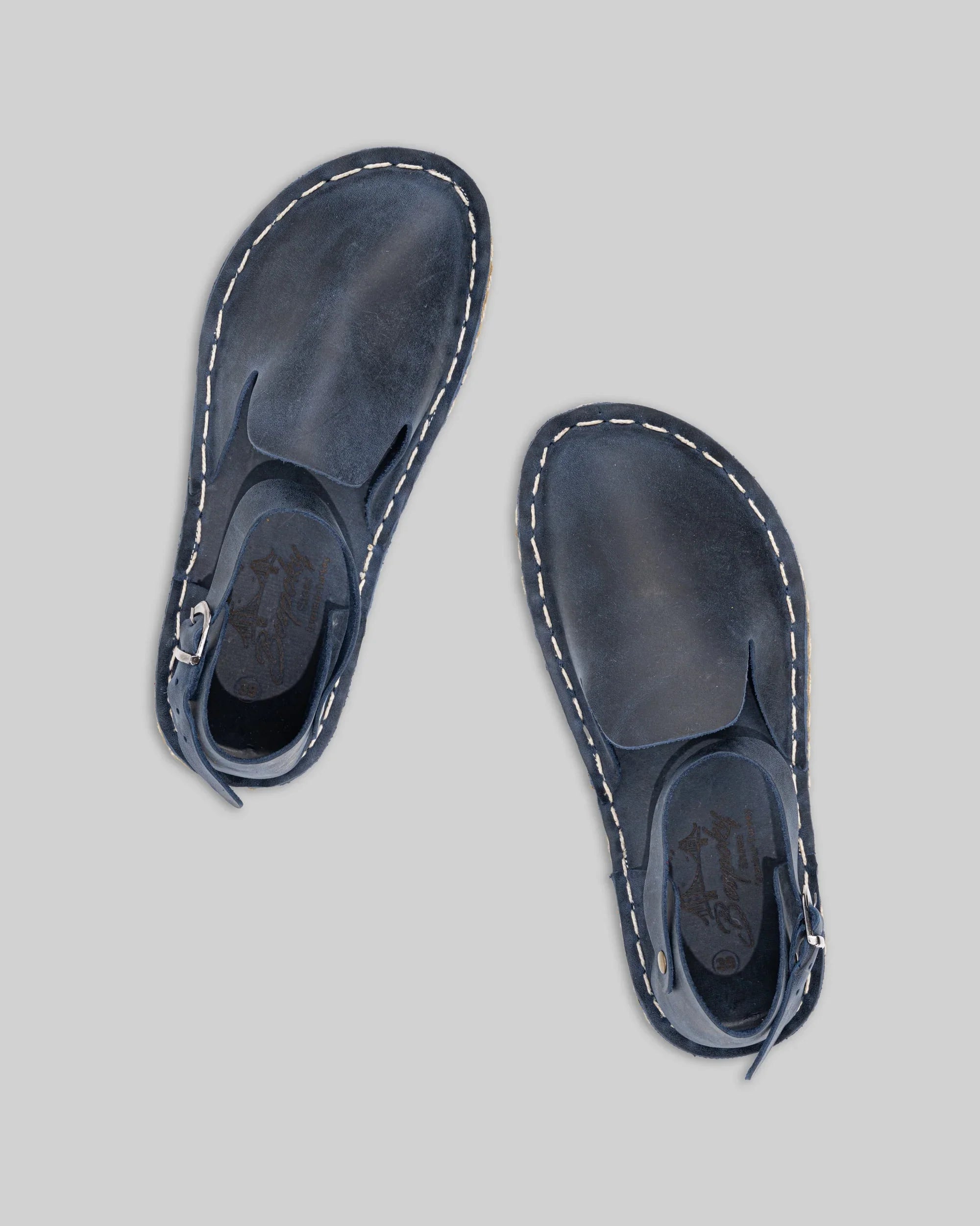 Women's Navy Blue Barefoot Sandal - Handcrafted Calf Leather Wide Toe Box | Bespoky
