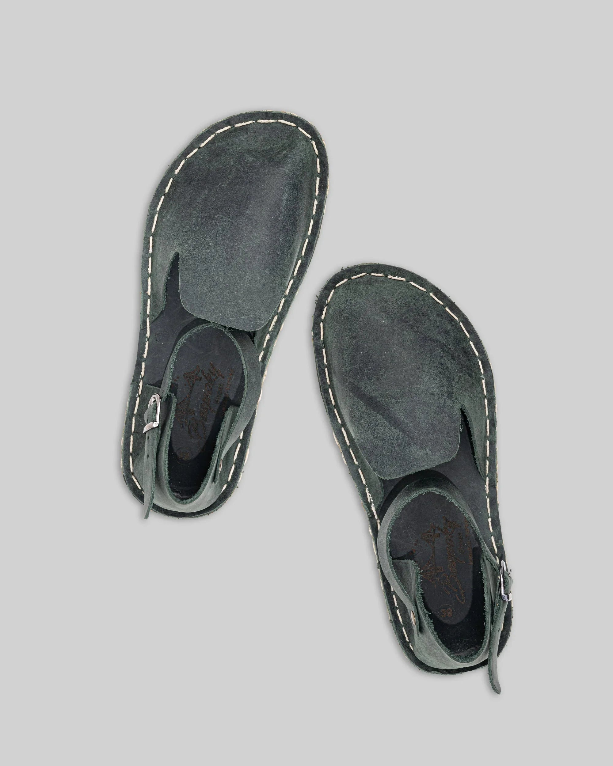 Women's Green Barefoot Sandal - Handcrafted Calf Leather Wide Toe Box | Bespoky