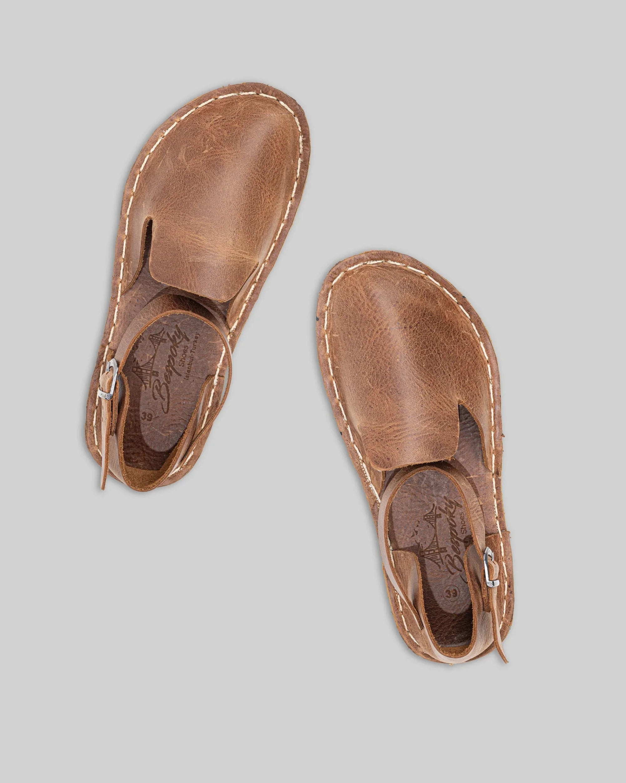 Women's Tan Barefoot Sandal - Handcrafted Calf Leather Wide Toe Box | Bespoky