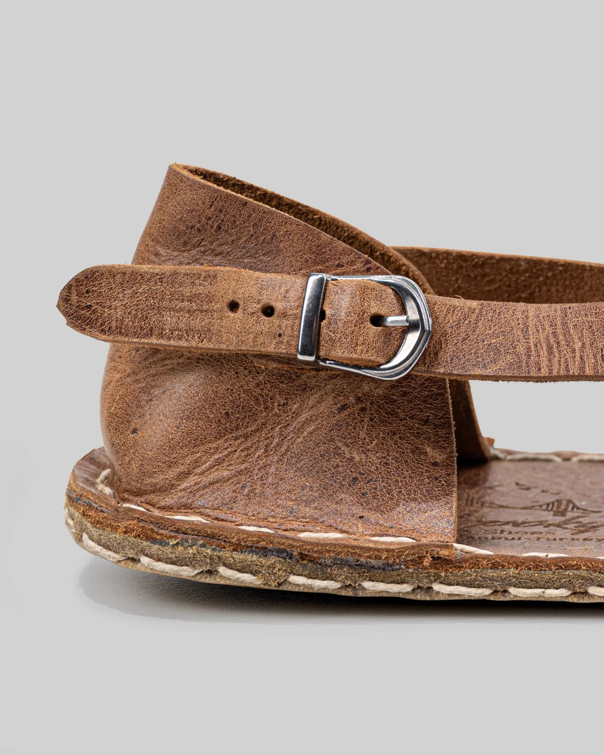 Top view Tan Barefoot Sandal - Handcrafted Calf Leather | Bespoky