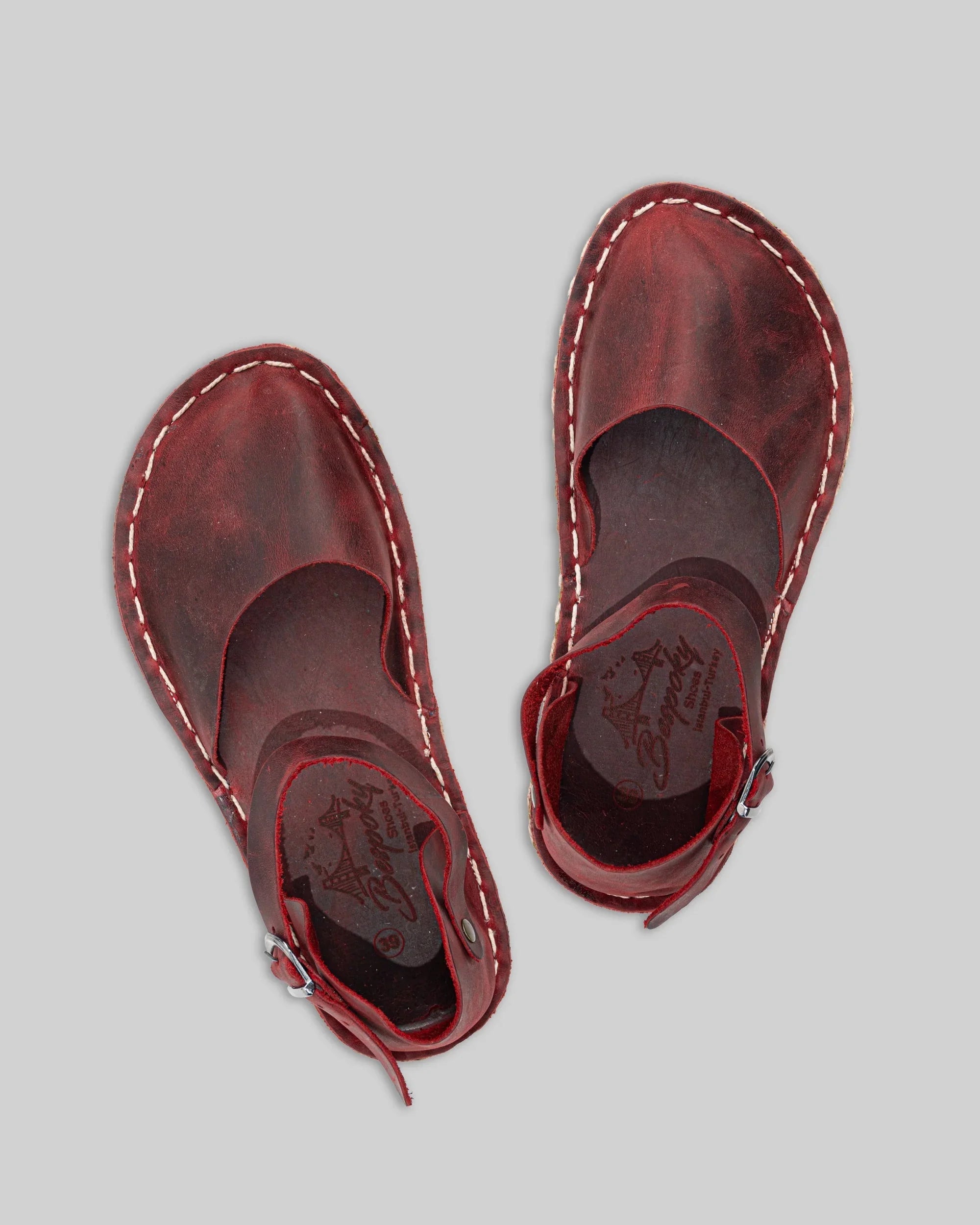 Women's Red Barefoot Sandal - Handcrafted Calf Leather Wide Toe Box | Bespoky