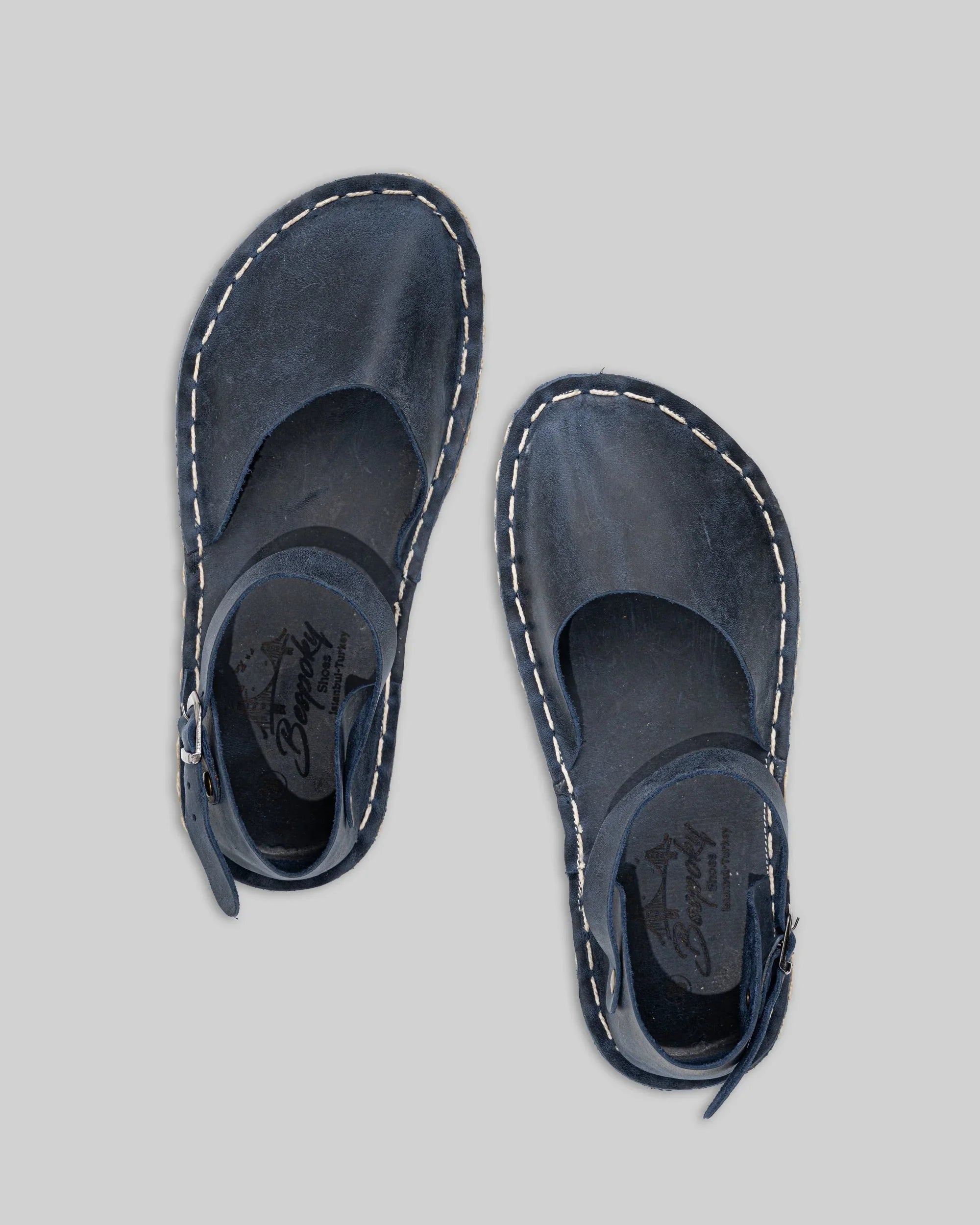 Women's Navy Blue Barefoot Sandal - Handcrafted Calf Leather Wide Toe Box | Bespoky