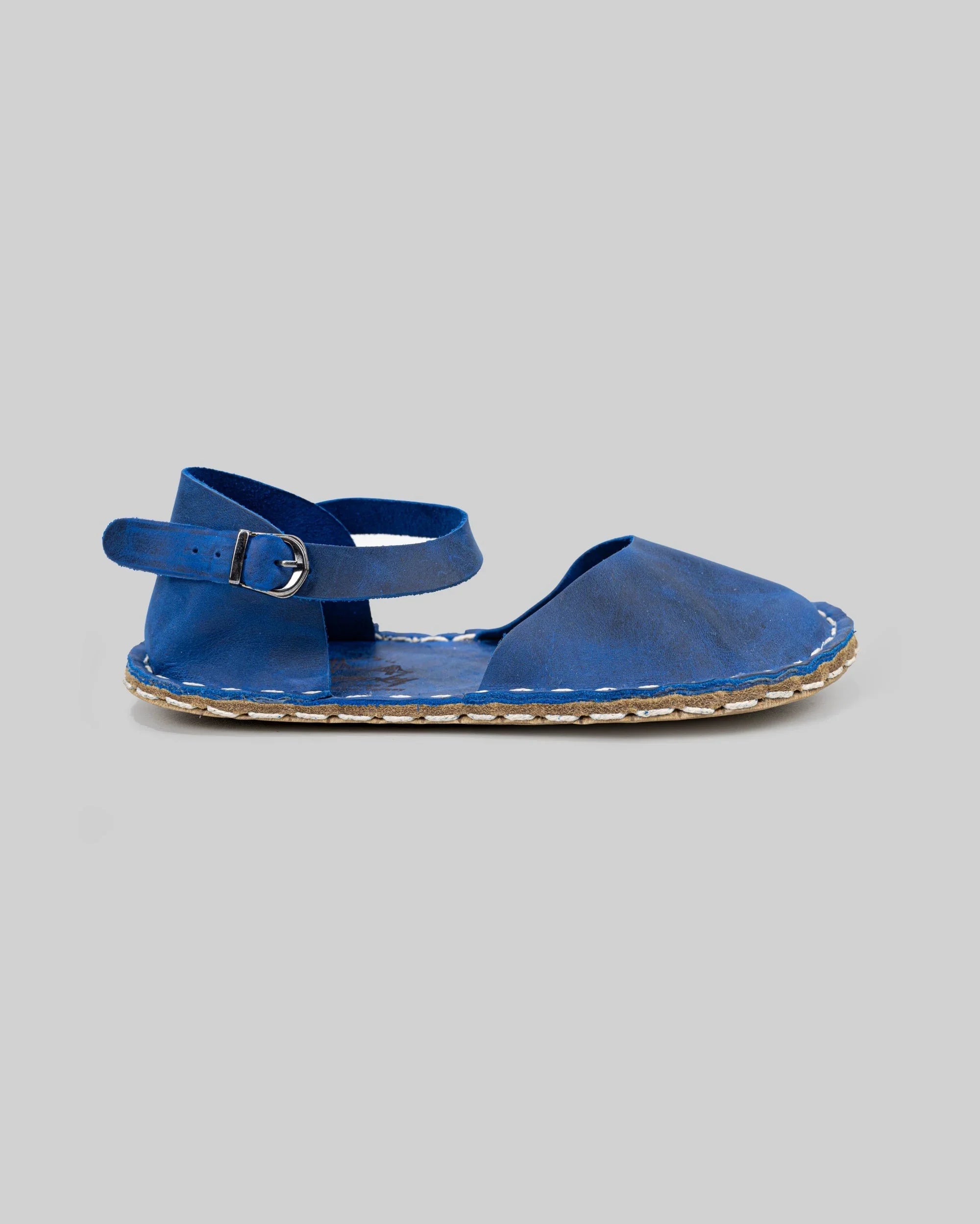 Side view Blue Barefoot Sandal - Calf Leather Zero Drop | Bespoky