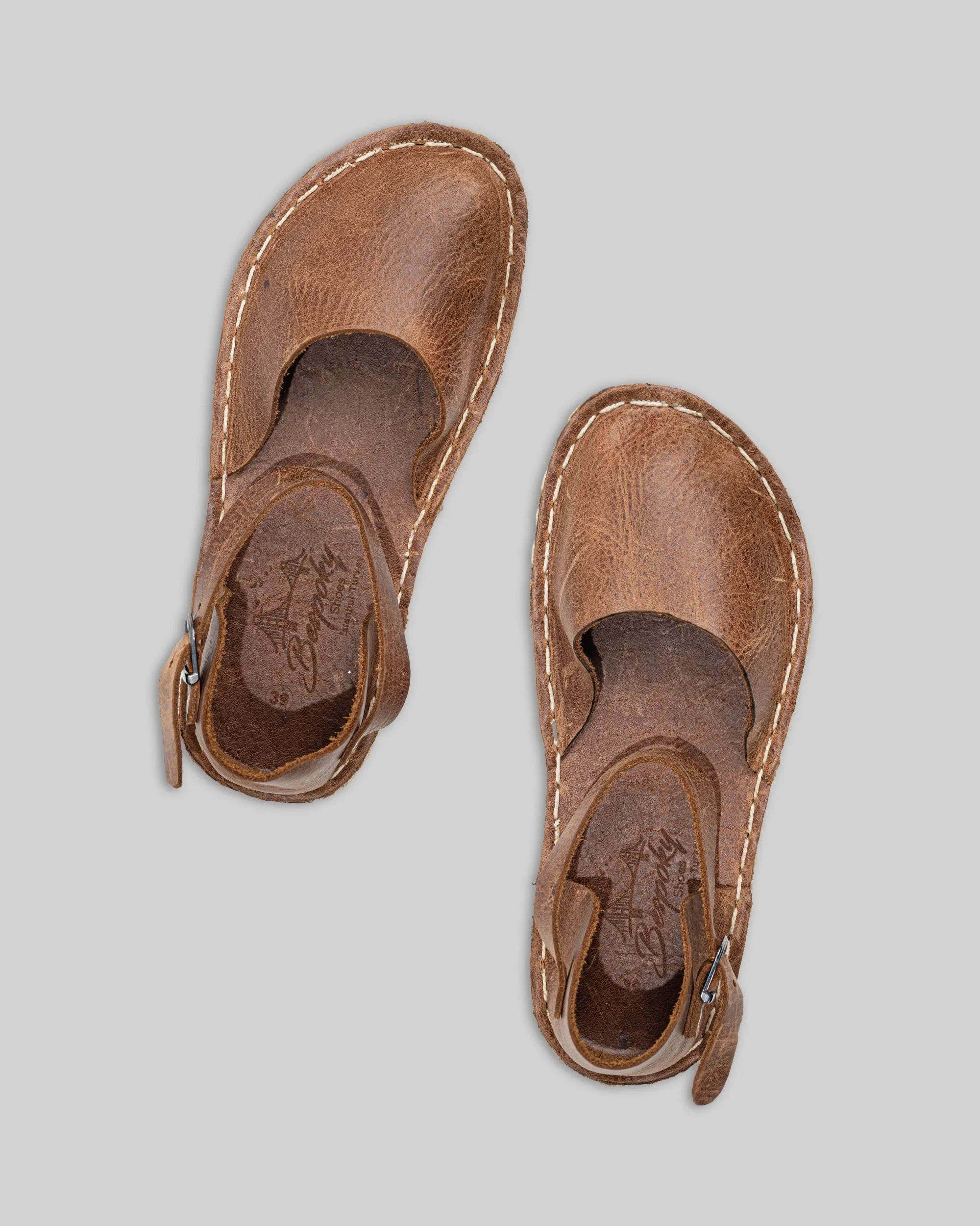 Women's Tan Barefoot Sandal - Handcrafted Calf Leather Wide Toe Box | Bespoky