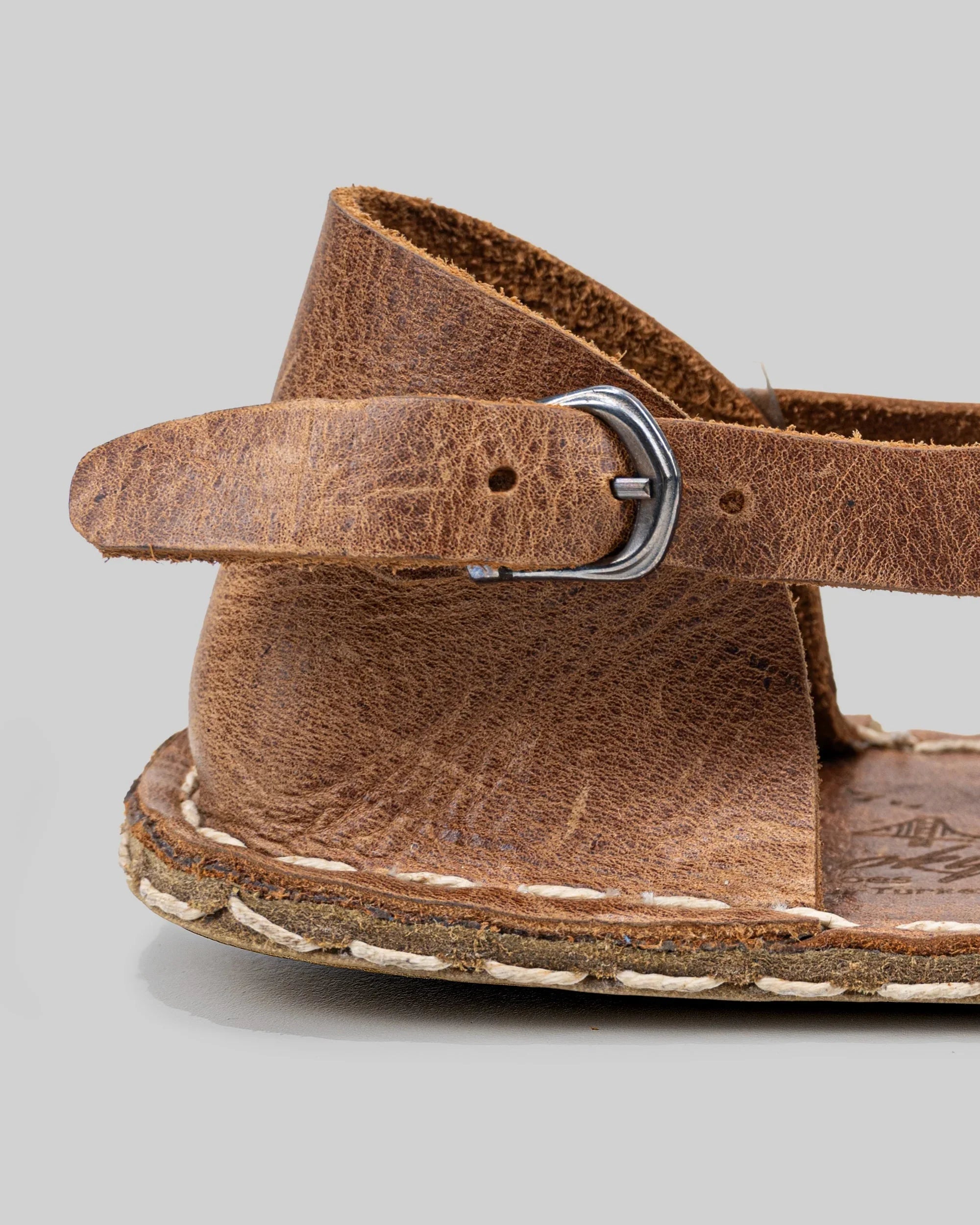 Top view Tan Barefoot Sandal - Handcrafted Calf Leather | Bespoky