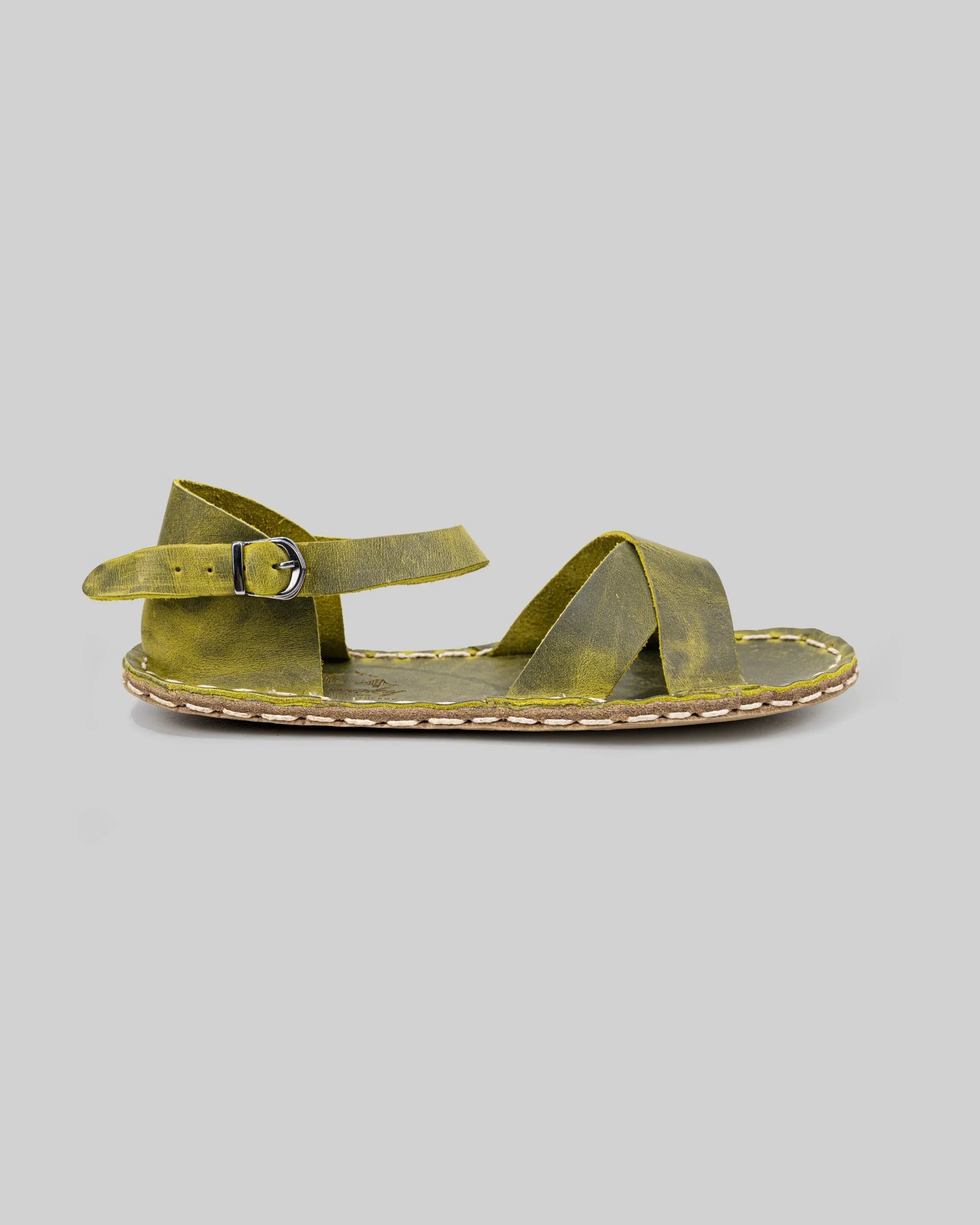 Side view Yellow Barefoot Sandal - Calf Leather Zero Drop | Bespoky