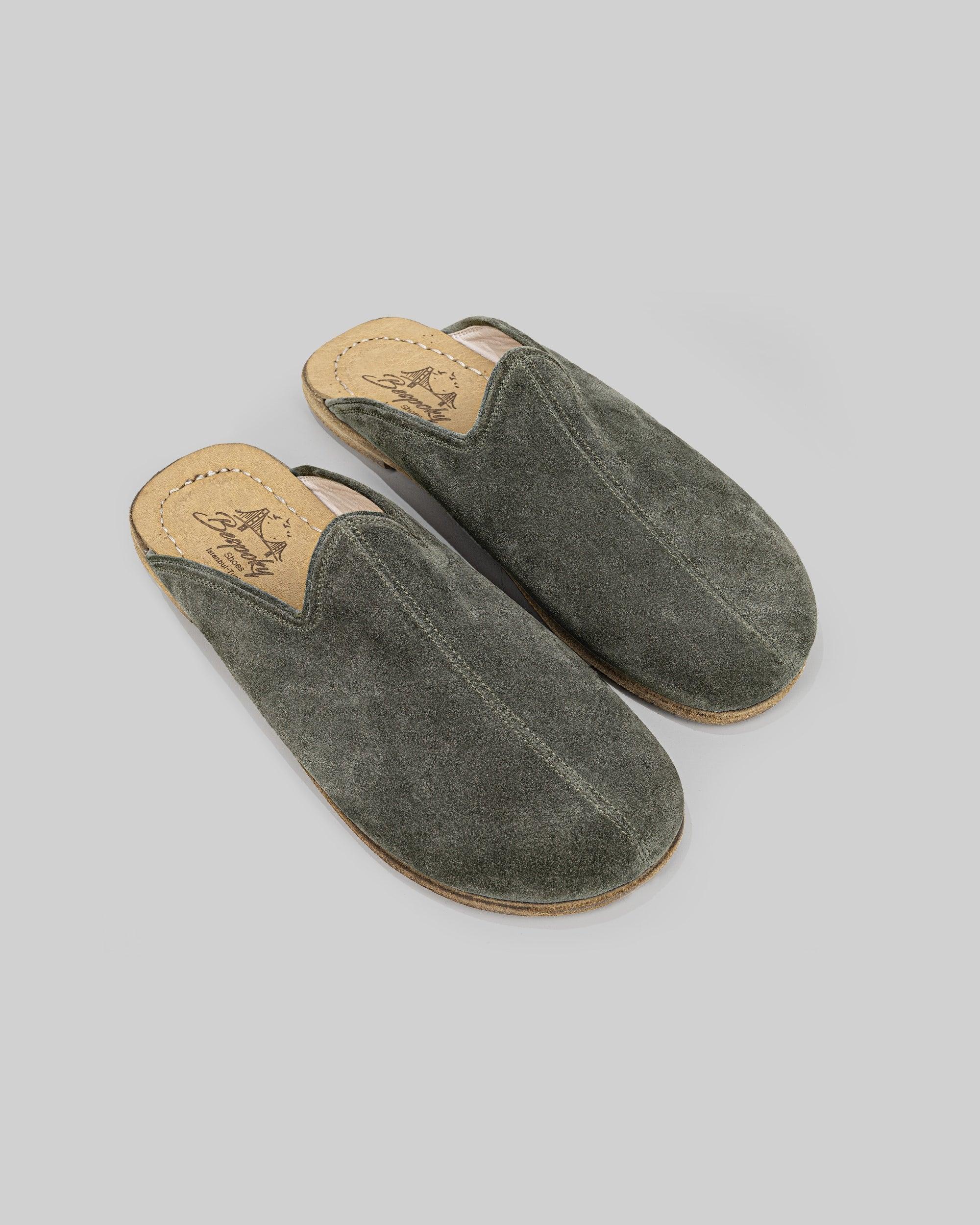 Men's Suede Slippers - Handcrafted Calf Leather Wide Toe Box | Bespoky