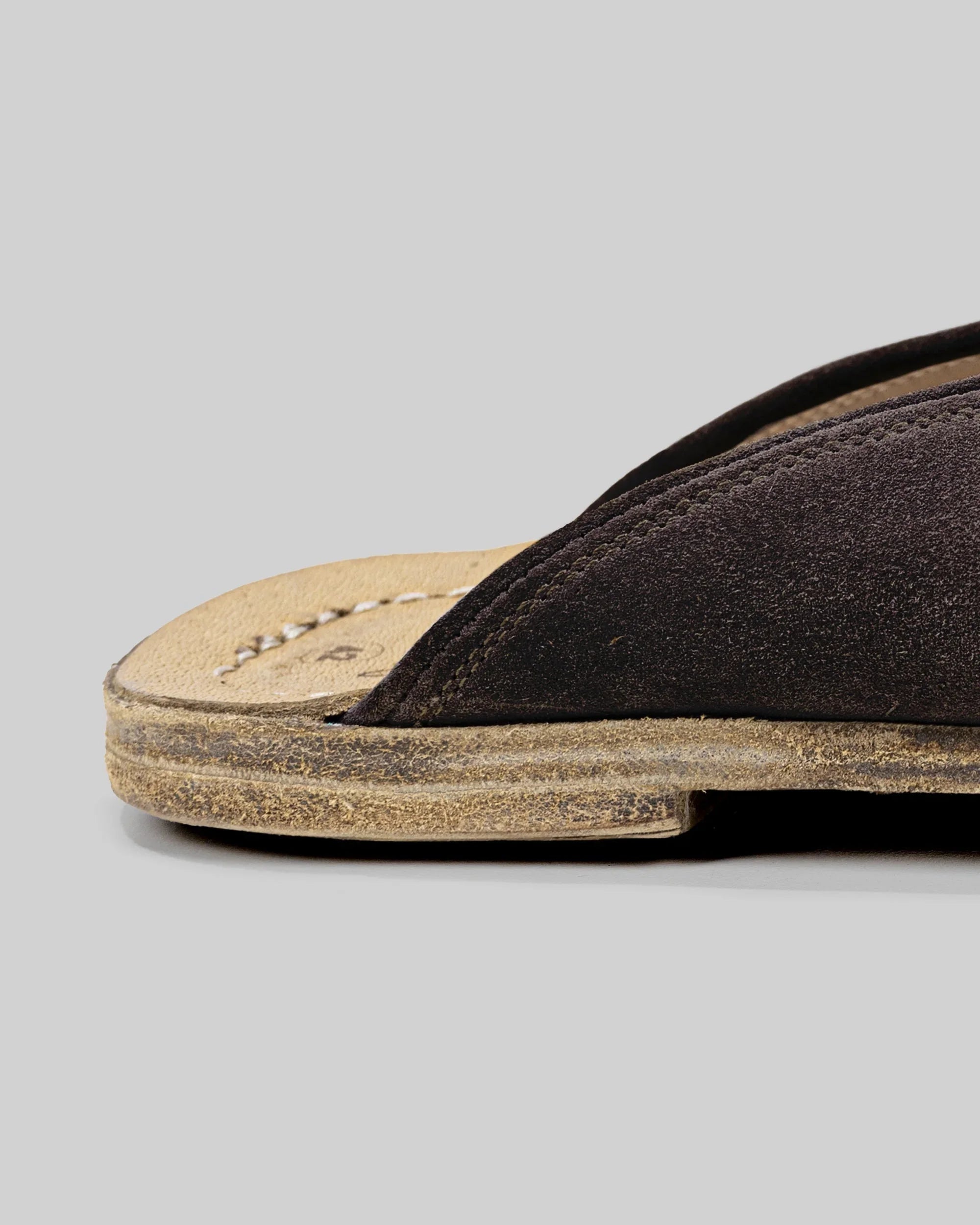 Side view Brown Suede Slippers - Calf Leather Zero Drop | Bespoky