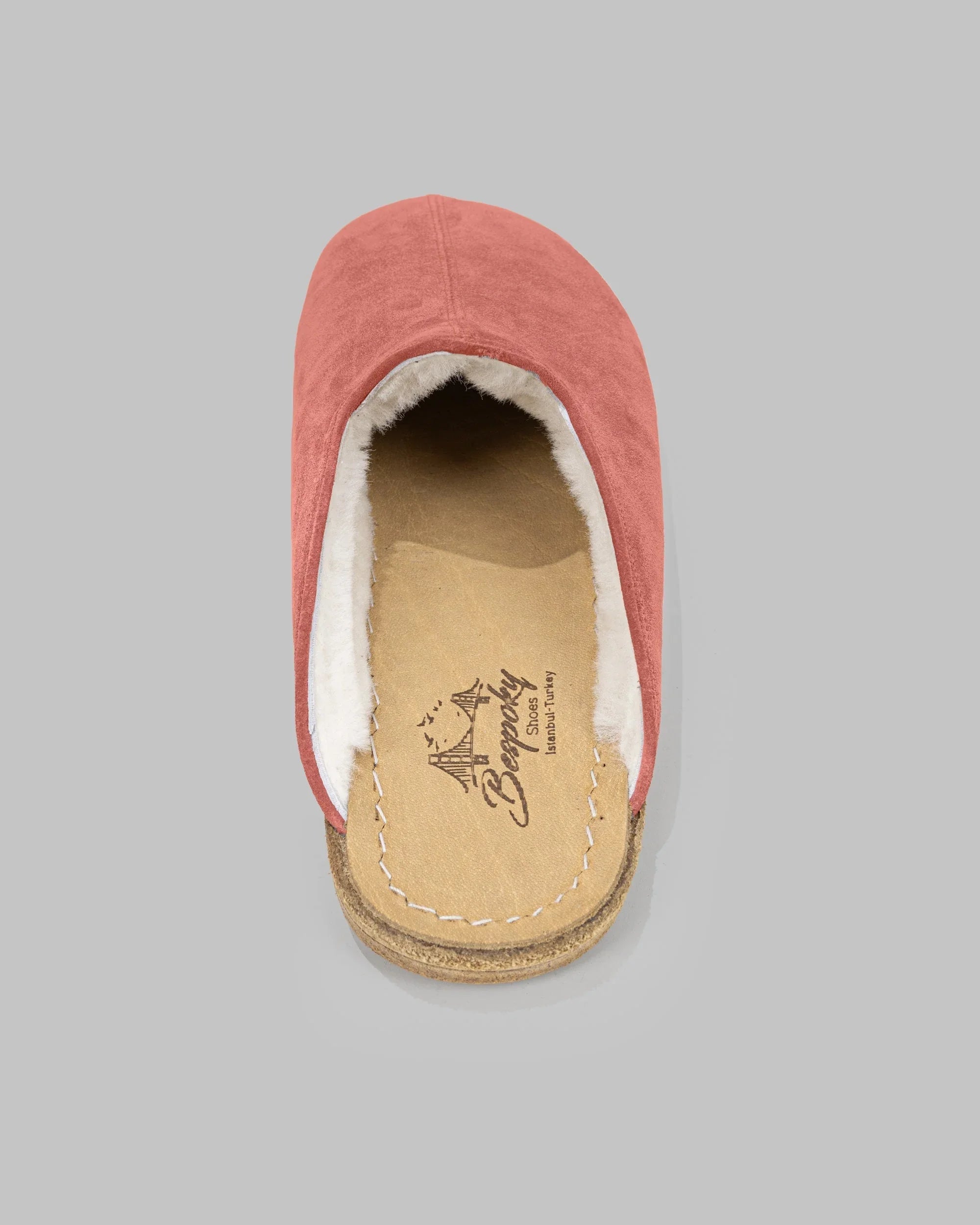 Side view Pink Shearling Slippers - Calf Leather Zero Drop | Bespoky