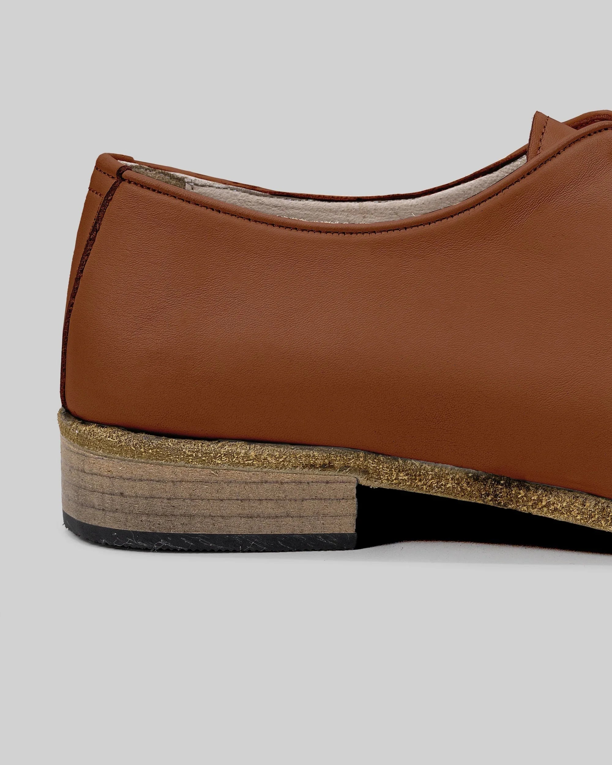 Detail Dark Brown Pointed Toe Oxford - Handcrafted Calf Leather Turkey | Bespoky