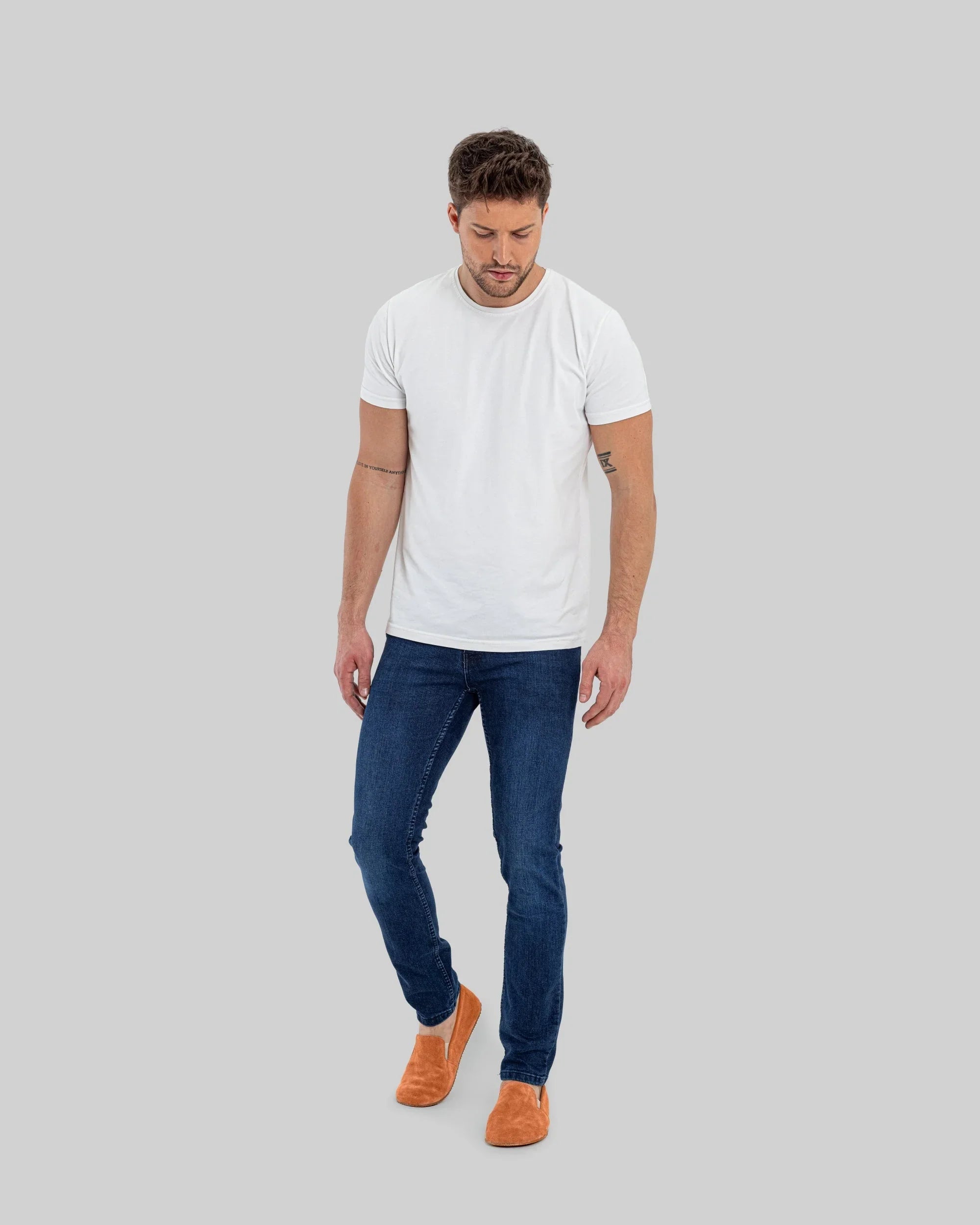 Back view Orange Barefoot Shoes - Calf Leather Handcrafted | Bespoky
