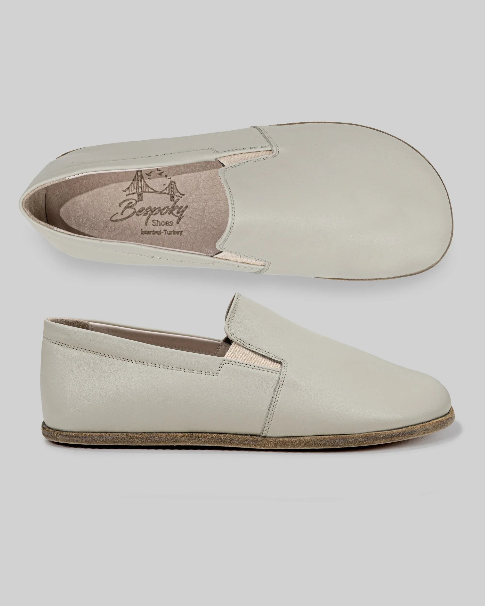 Pair Lucas Beige Barefoot Shoes - Barefoot Wide Toe Calf Leather | Bespoky