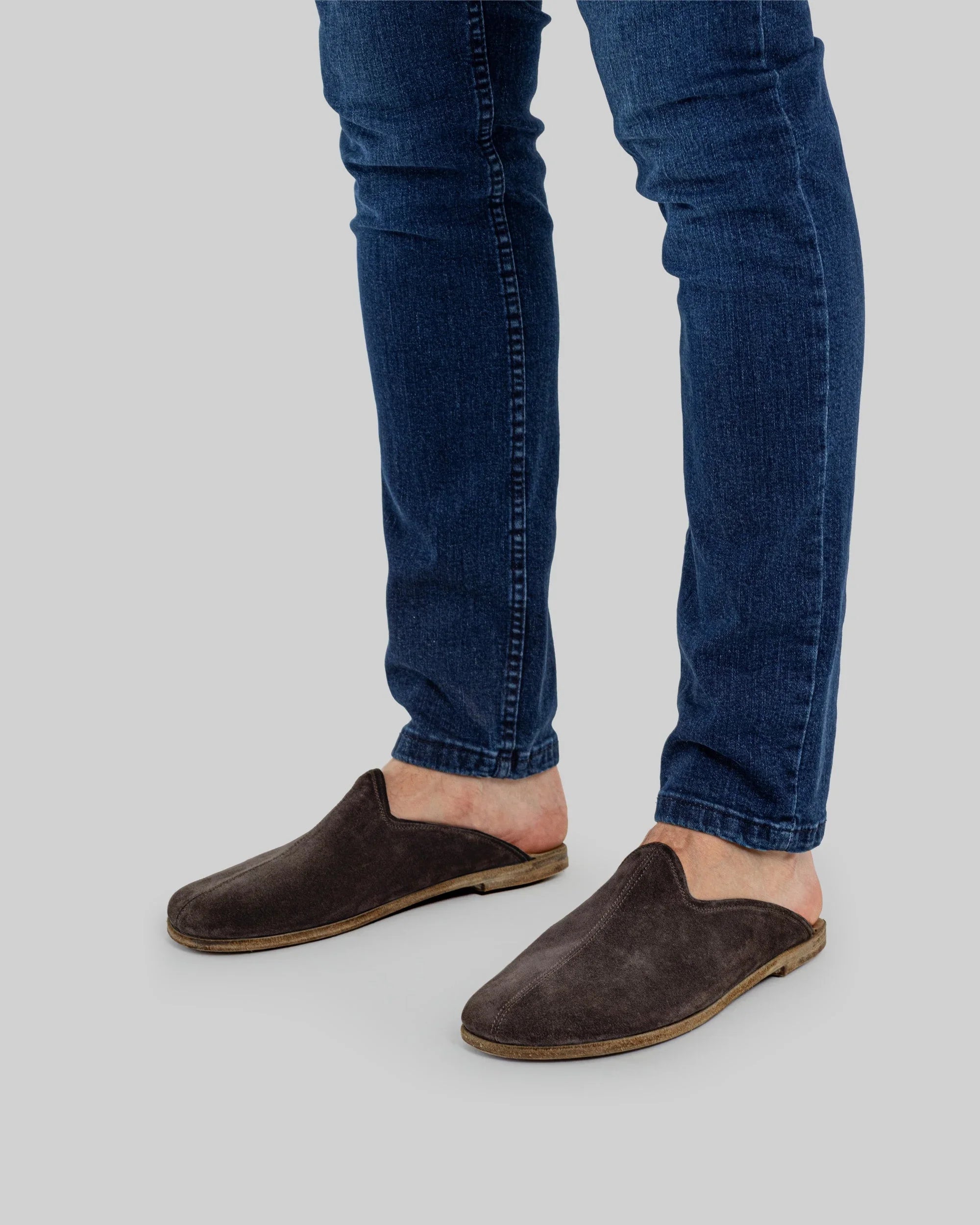 Top view Brown Suede Slippers - Handcrafted Calf Leather | Bespoky