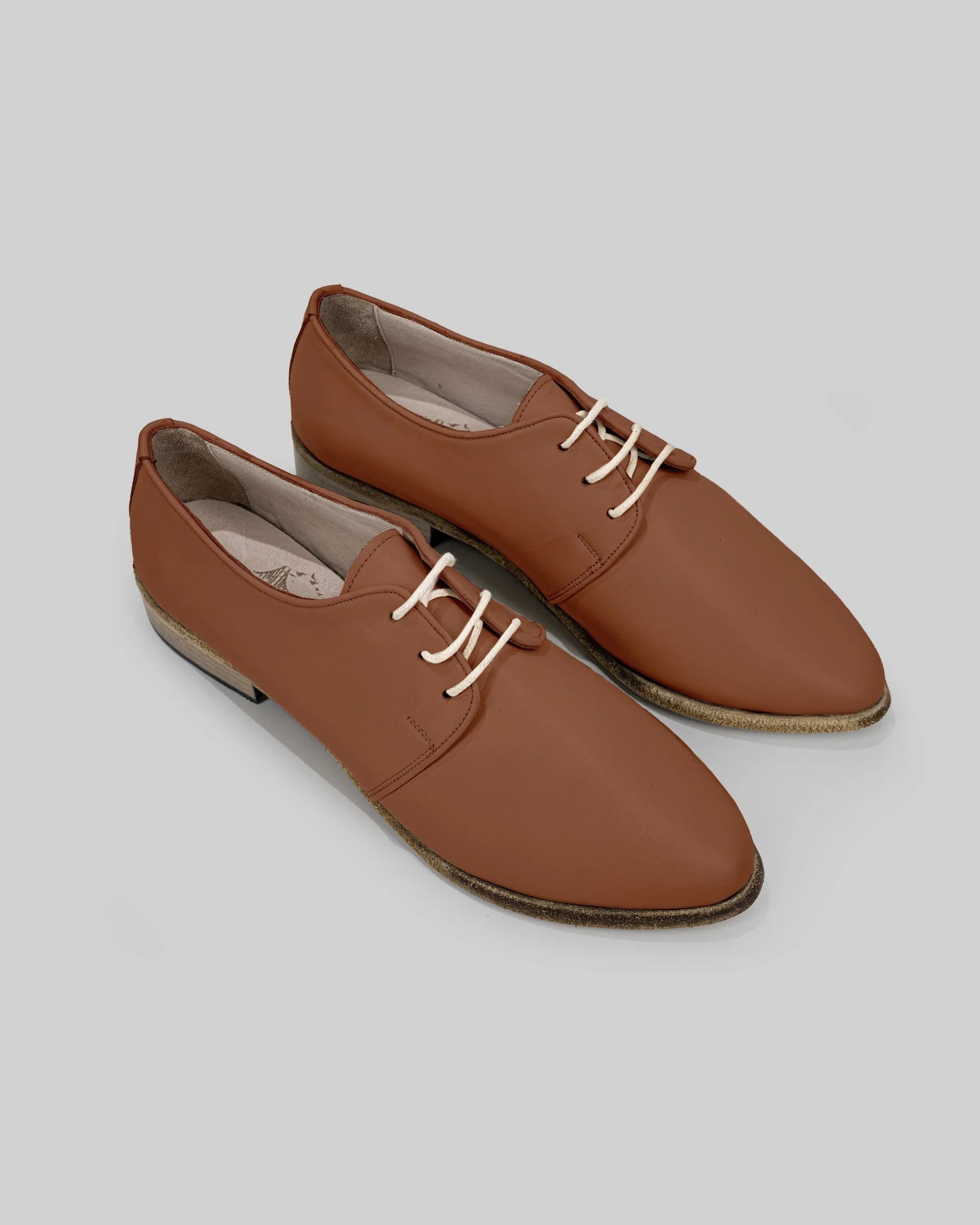 Women's Dark Brown Pointed Toe Oxford - Handcrafted Calf Leather Wide Toe Box | Bespoky
