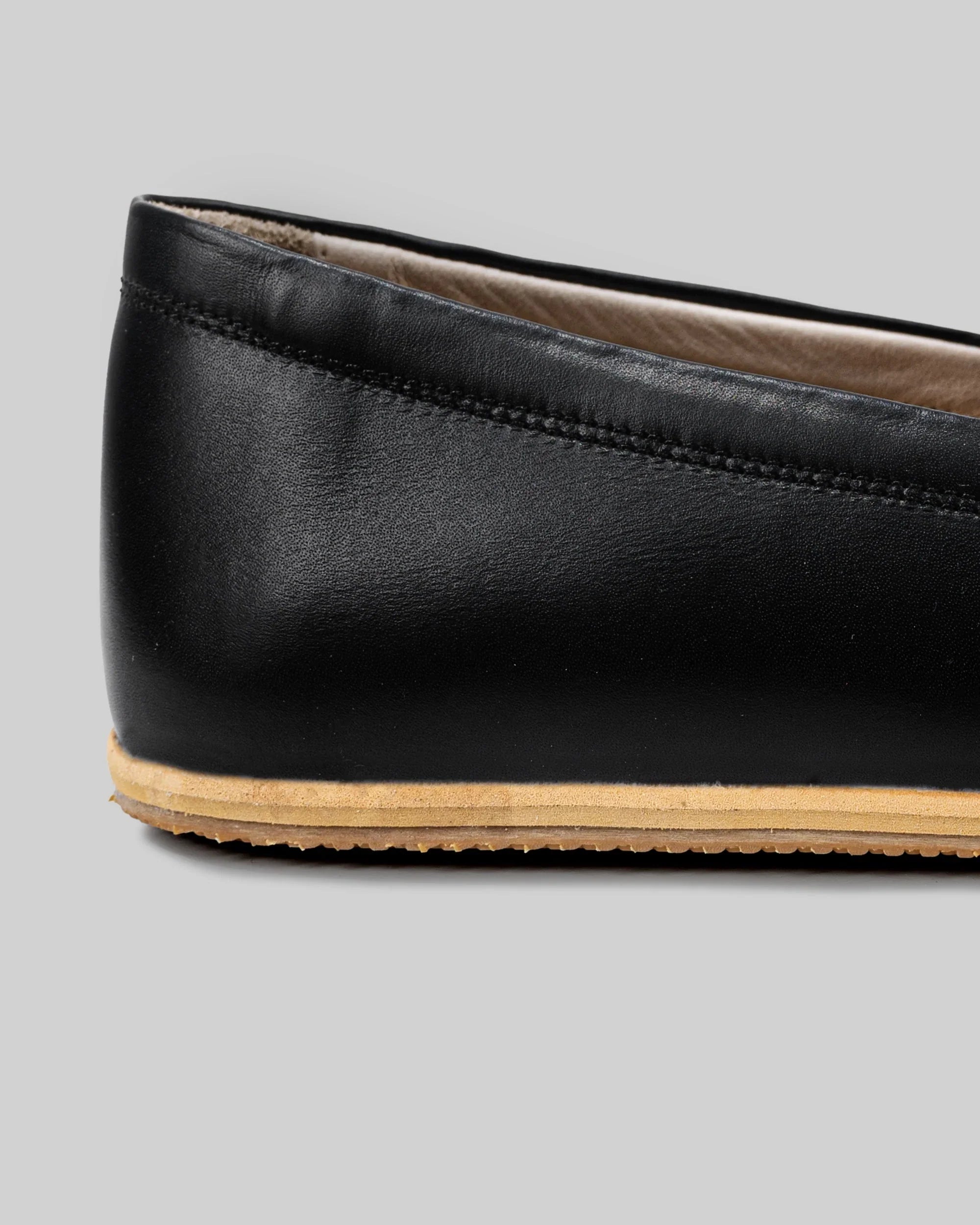 Detail Black Barefoot Shoes - Handcrafted Calf Leather Turkey | Bespoky