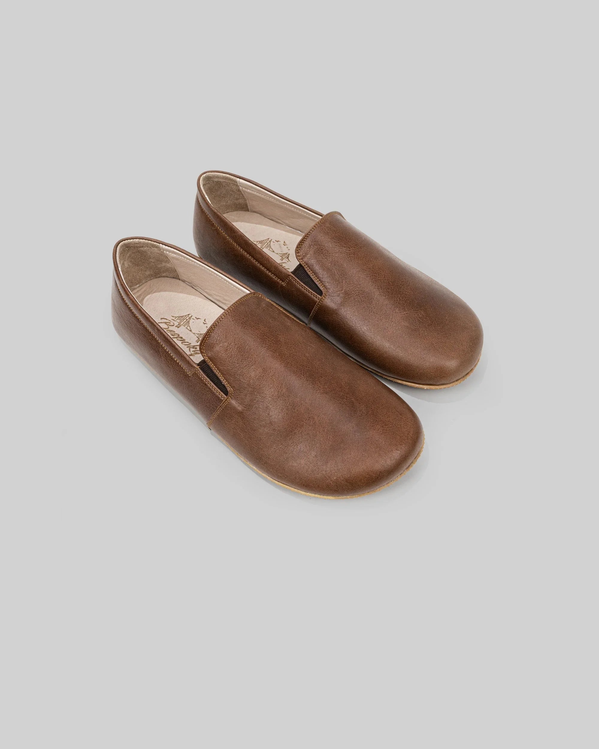Women's Brown Barefoot Shoes - Handcrafted Calf Leather Wide Toe Box | Bespoky