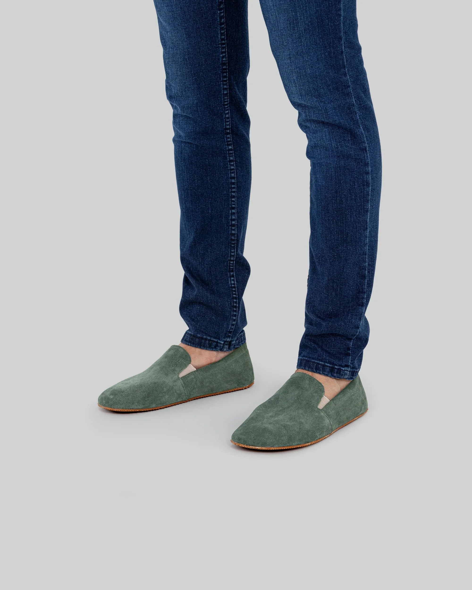 Top view Green Barefoot Shoes - Handcrafted Calf Leather | Bespoky