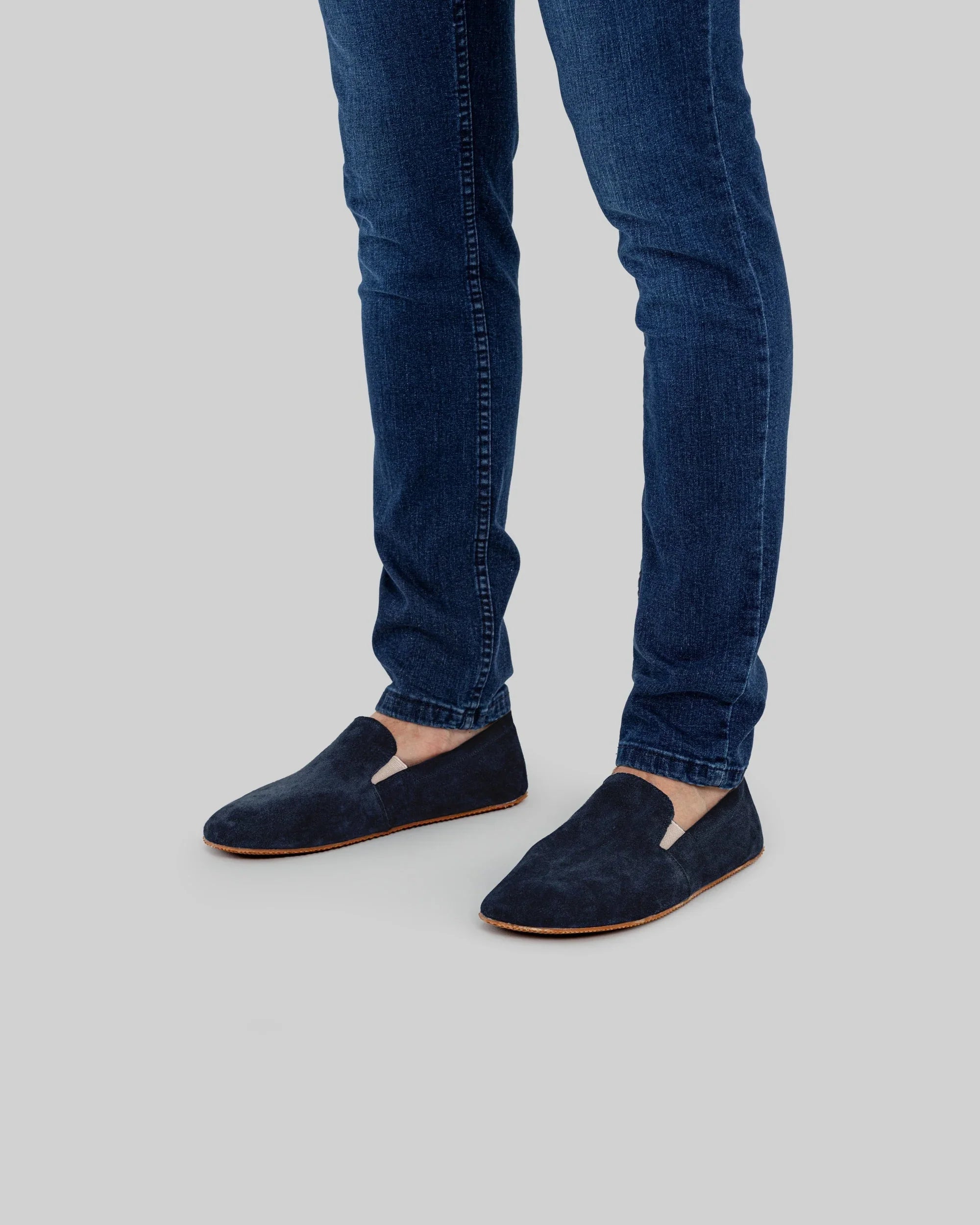 Top view Navy Barefoot Shoes - Handcrafted Calf Leather | Bespoky