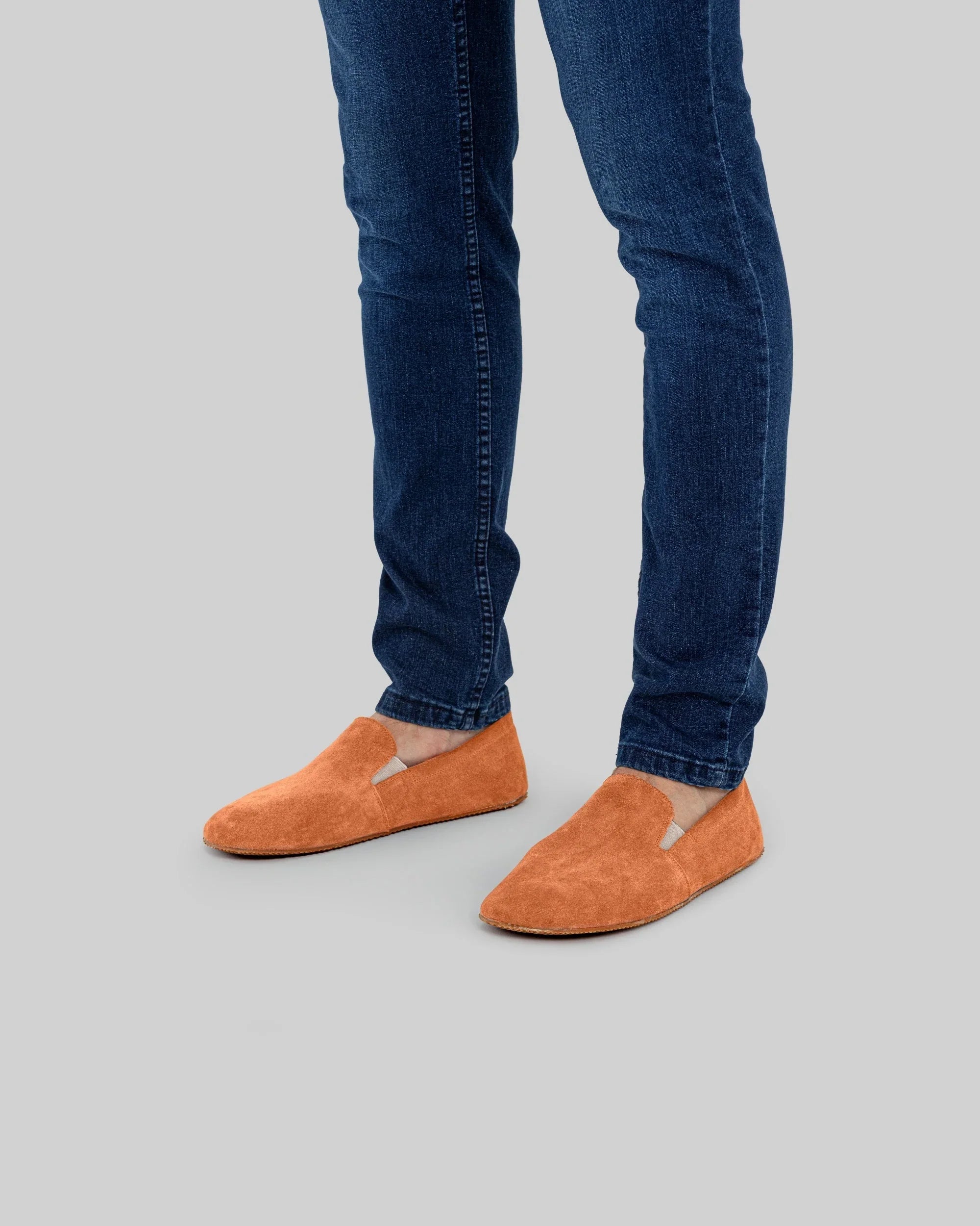 Top view Orange Barefoot Shoes - Handcrafted Calf Leather | Bespoky