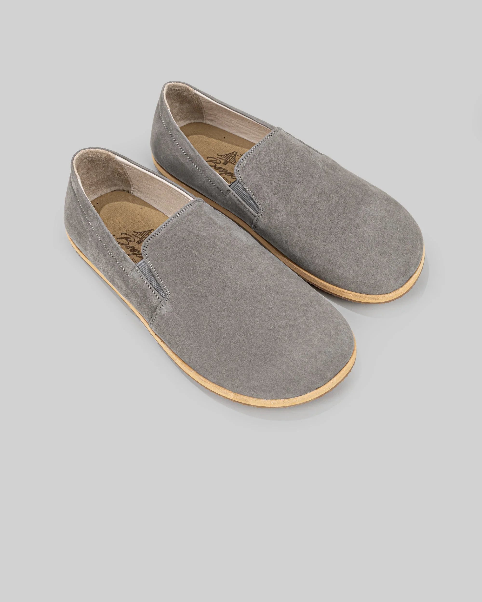Men's Smoked Nubuck Barefoot Shoes - Handcrafted Calf Leather Wide Toe Box | Bespoky
