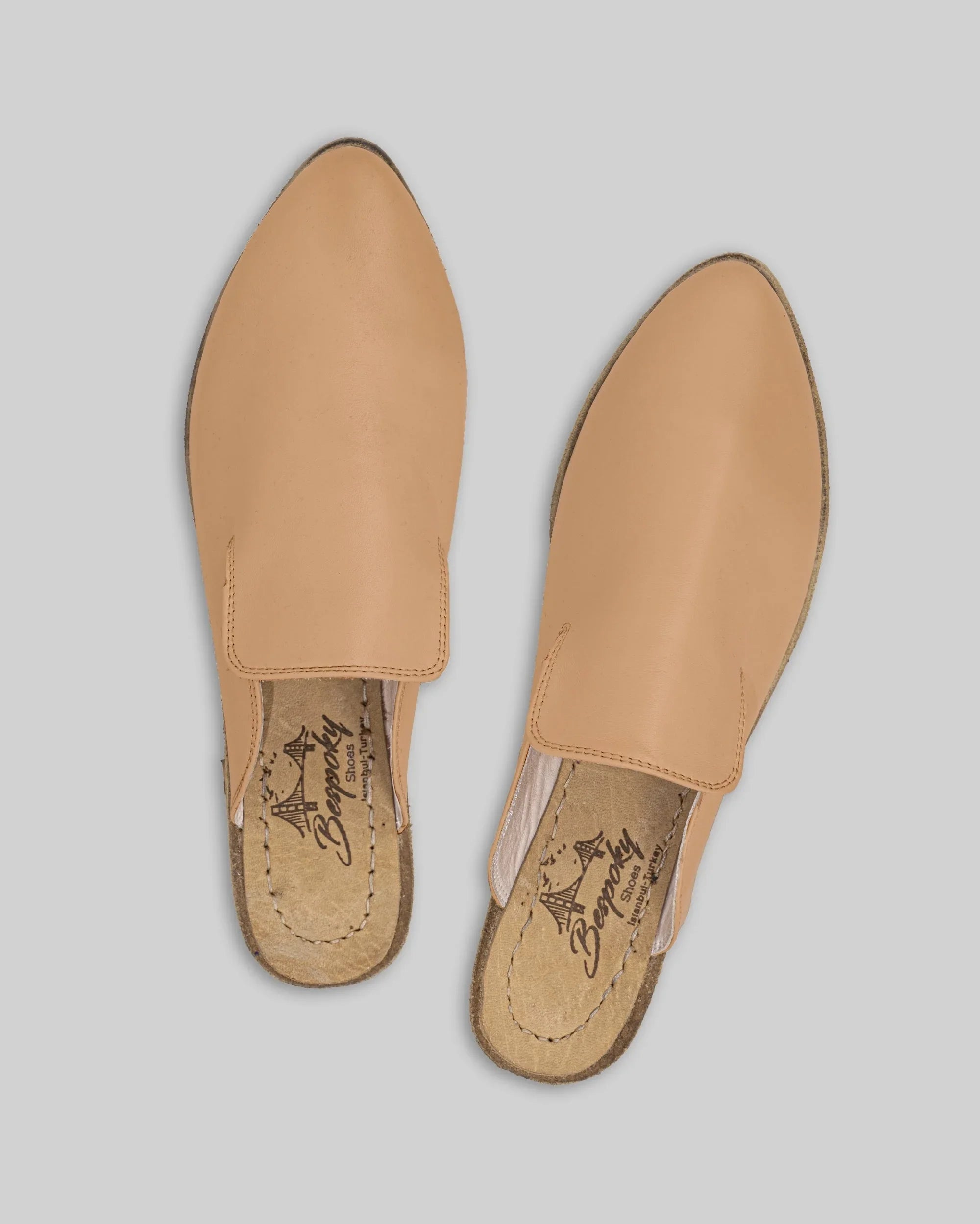 Pair Undyed Pointed Toe Mules - Barefoot Wide Toe Calf Leather | Bespoky