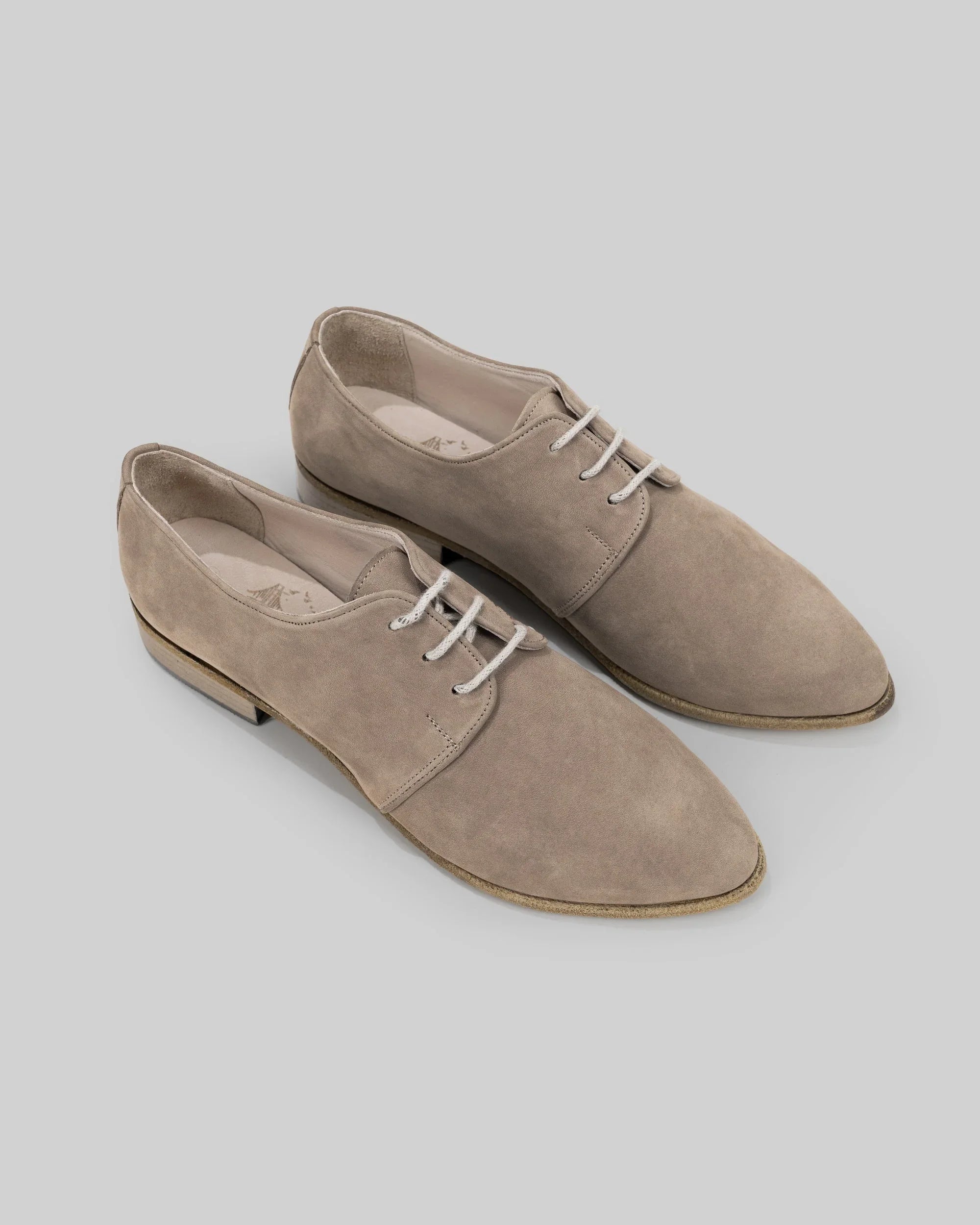 Women's Beige Pointed Toe Oxford - Handcrafted Calf Leather Wide Toe Box | Bespoky