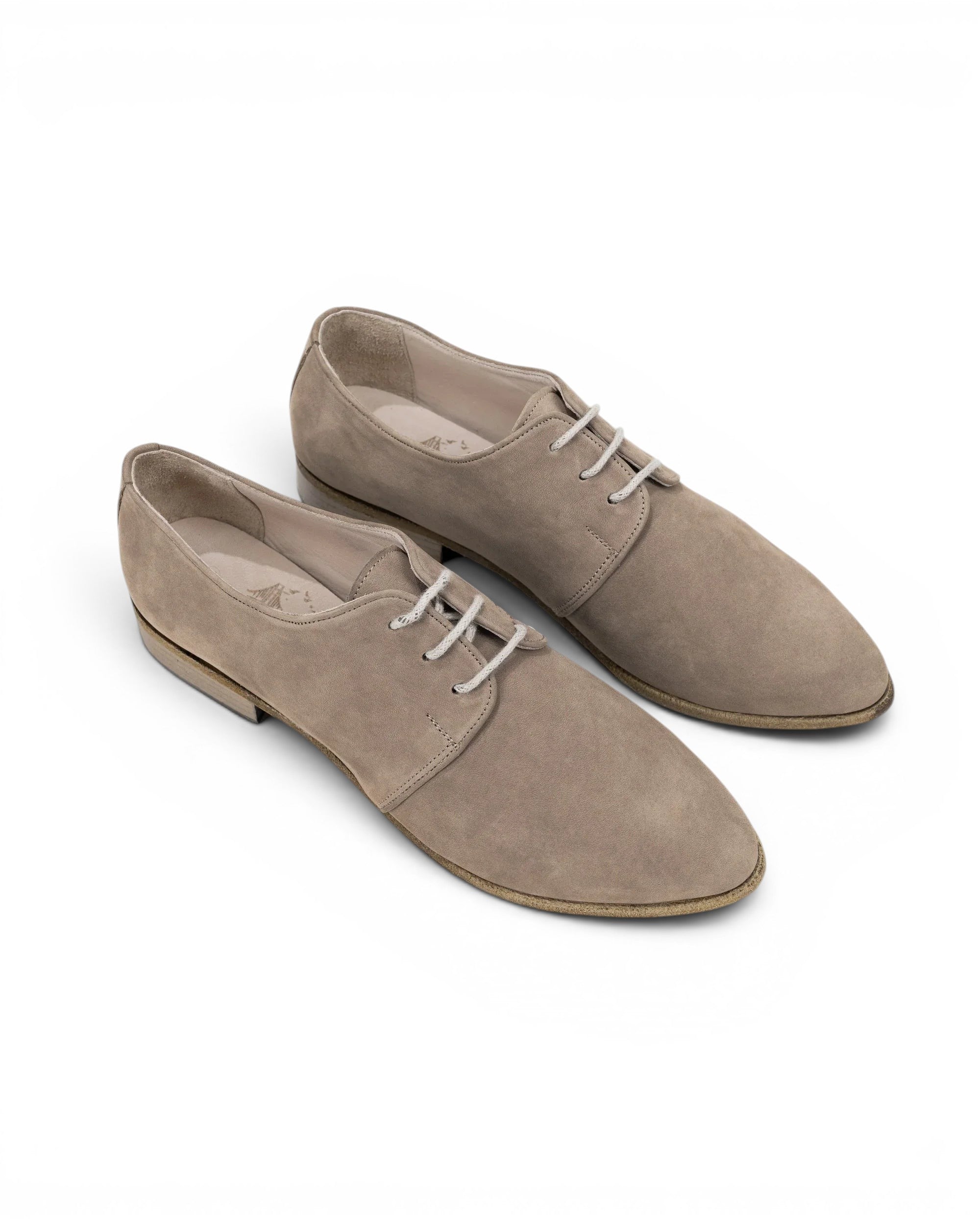 Women's Beige Pointed Toe Oxford - Handcrafted Calf Leather Wide Toe Box | Bespoky