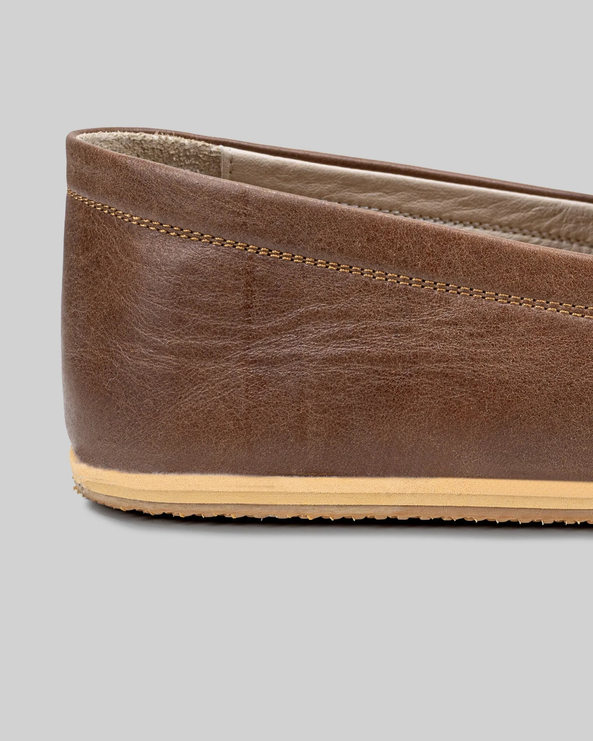 Detail Brown Barefoot Shoes - Handcrafted Calf Leather Turkey | Bespoky