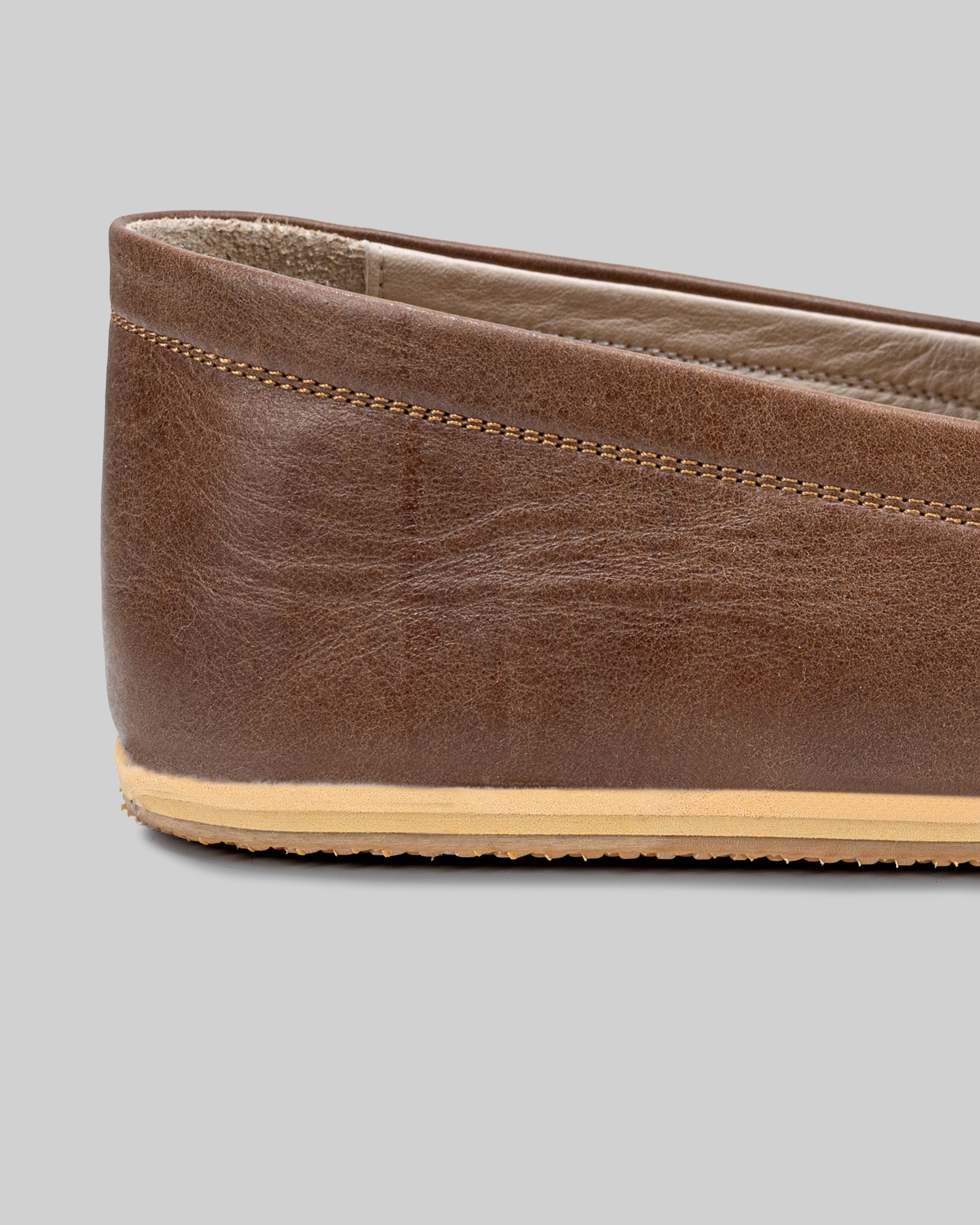 Detail Brown Barefoot Shoes - Handcrafted Calf Leather Turkey | Bespoky
