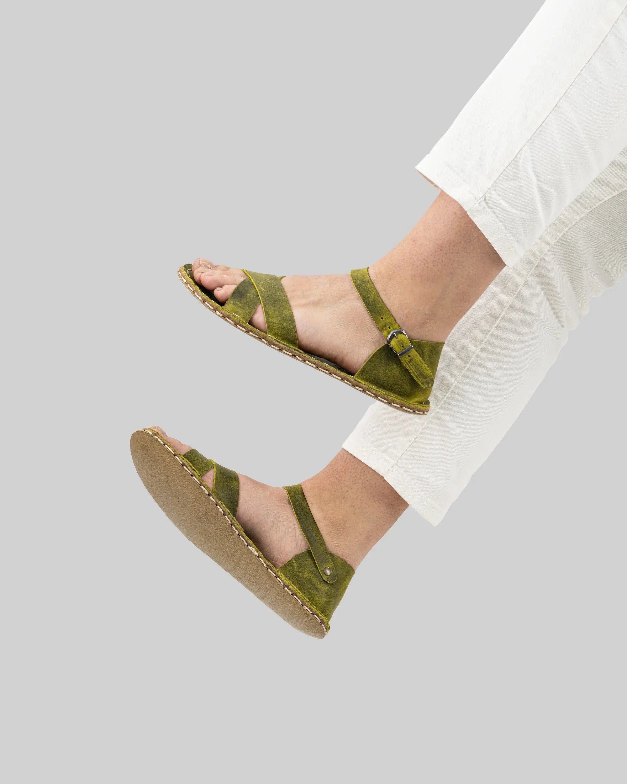 Top view Yellow Barefoot Sandal - Handcrafted Calf Leather | Bespoky