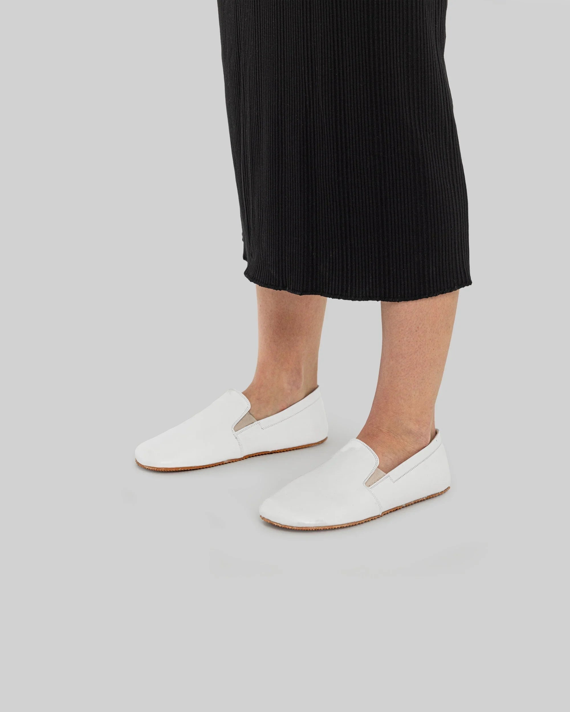 Detail White Barefoot Shoes - Handcrafted Calf Leather Turkey | Bespoky