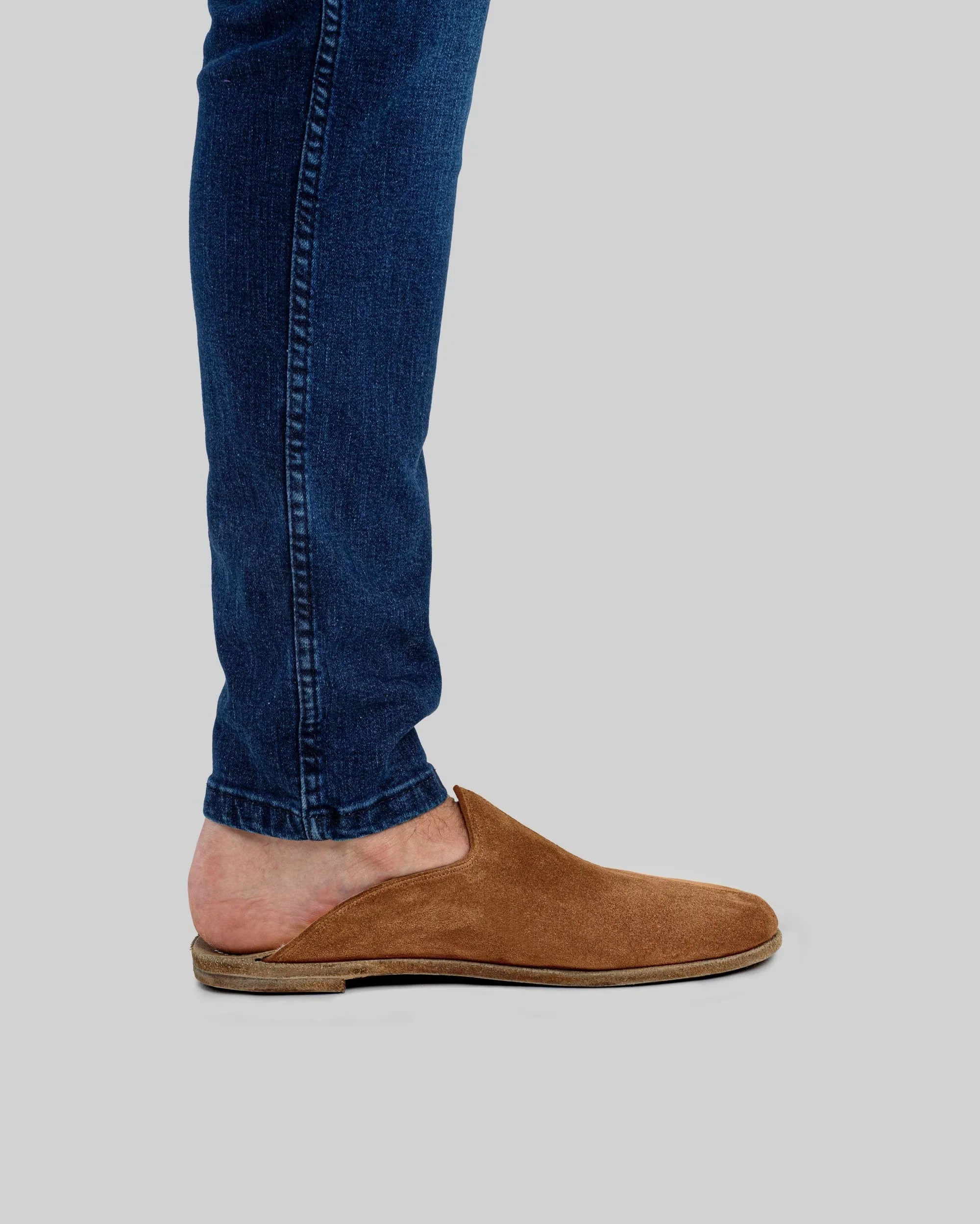 Detail Gold Suede Shearling Slippers - Handcrafted Calf Leather Turkey | Bespoky