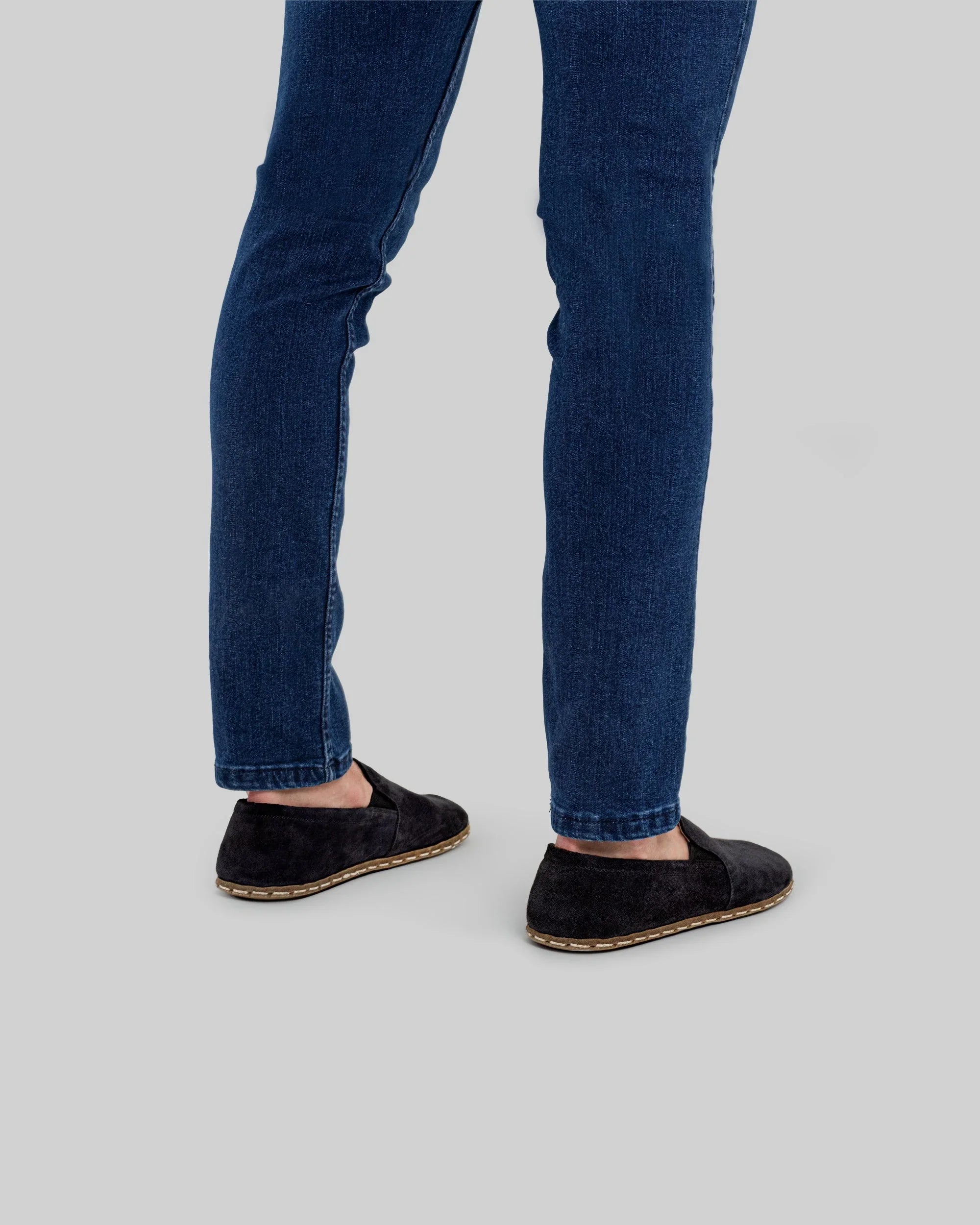 Top view Black Suede Barefoot Shoes - Handcrafted Calf Leather | Bespoky