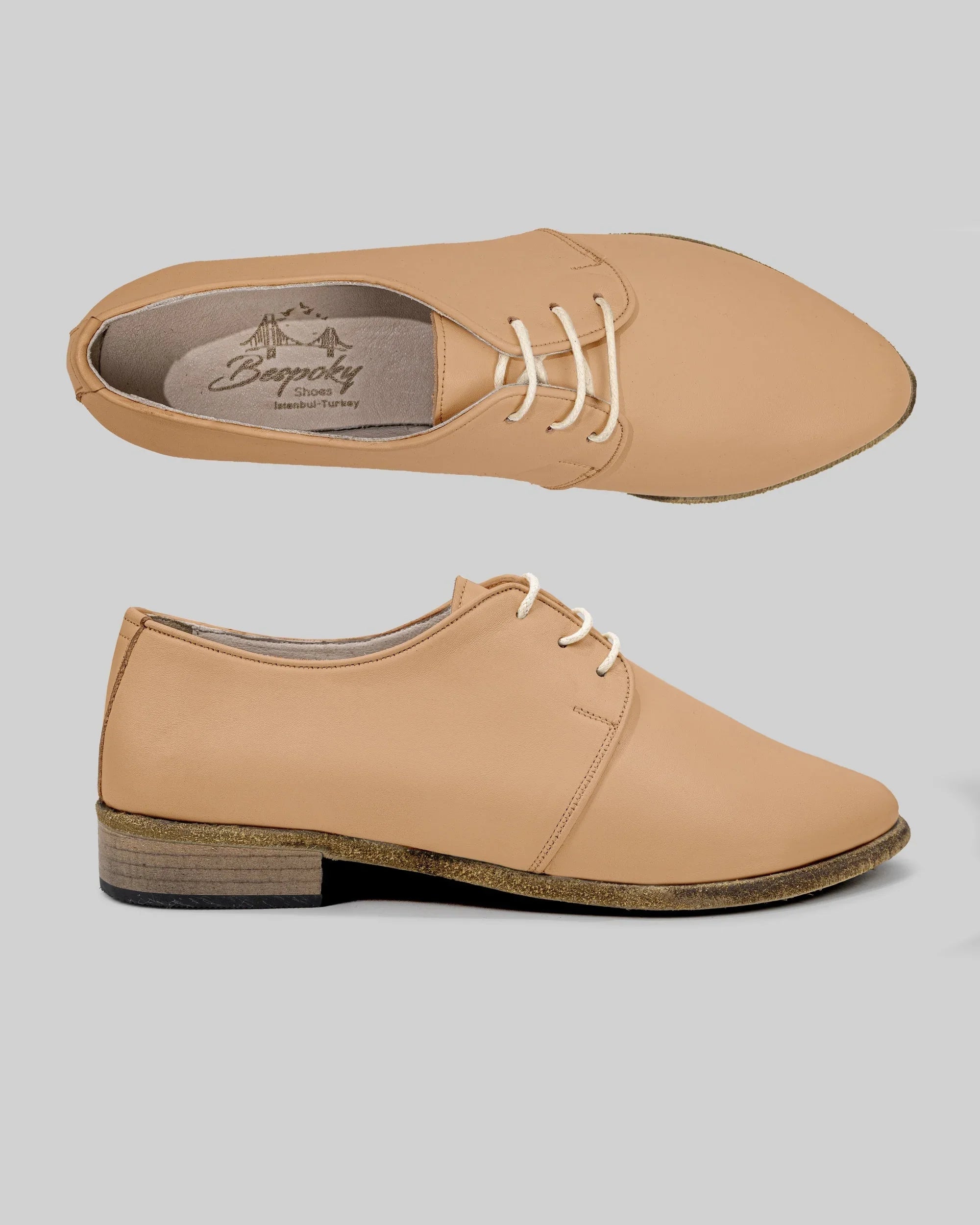 Women's Undyed Pointed Toe Oxford - Handcrafted Calf Leather Wide Toe Box | Bespoky