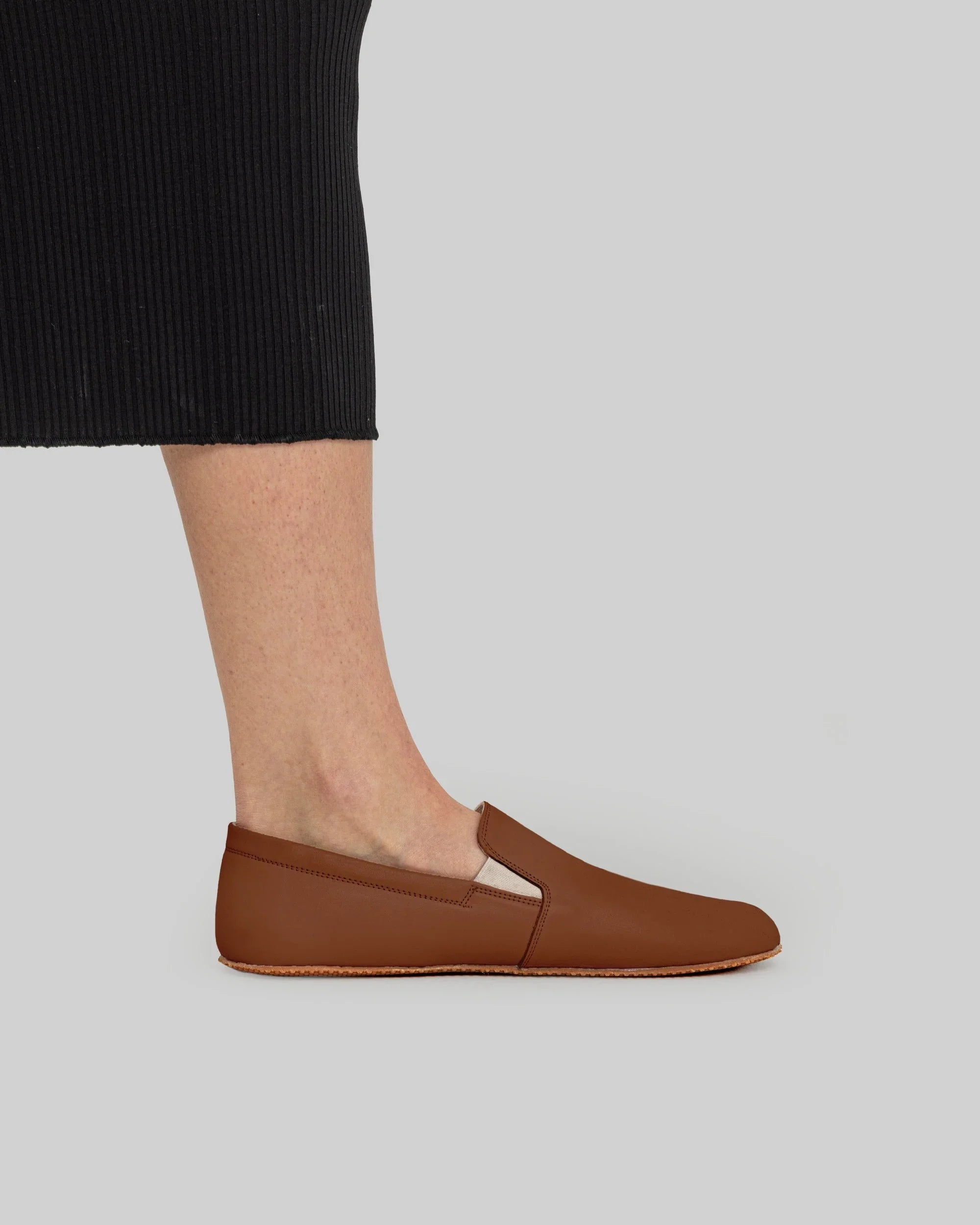 Detail Dark Brown Barefoot Shoes - Handcrafted Calf Leather Turkey | Bespoky